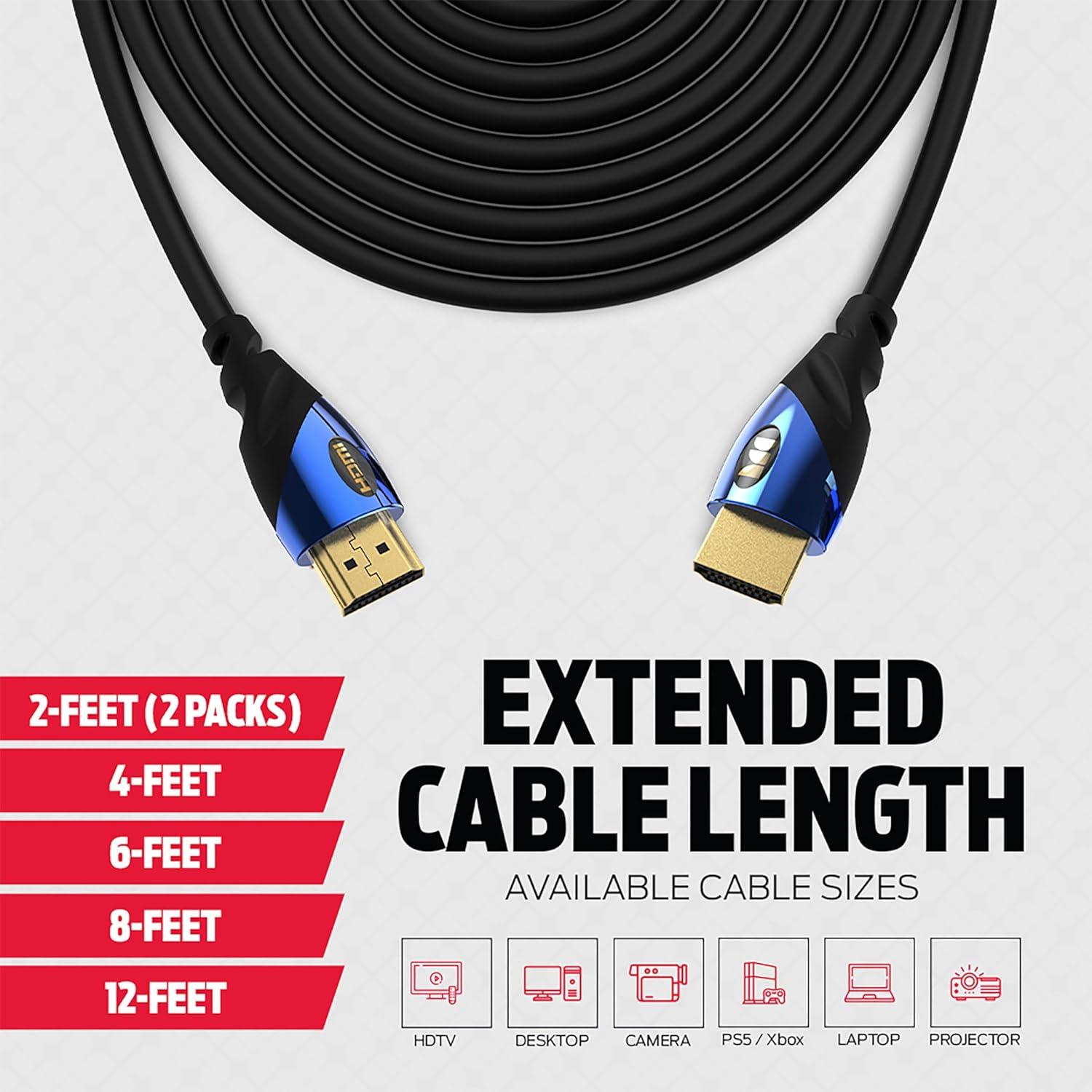 Monster 8K HDMI Cable Ultra High-Speed Cobalt 2.1 Cable - 48Gbps with eARC, 8K at 60Hz for Superior Video and Sound Quality HDMI Cables- 4FT