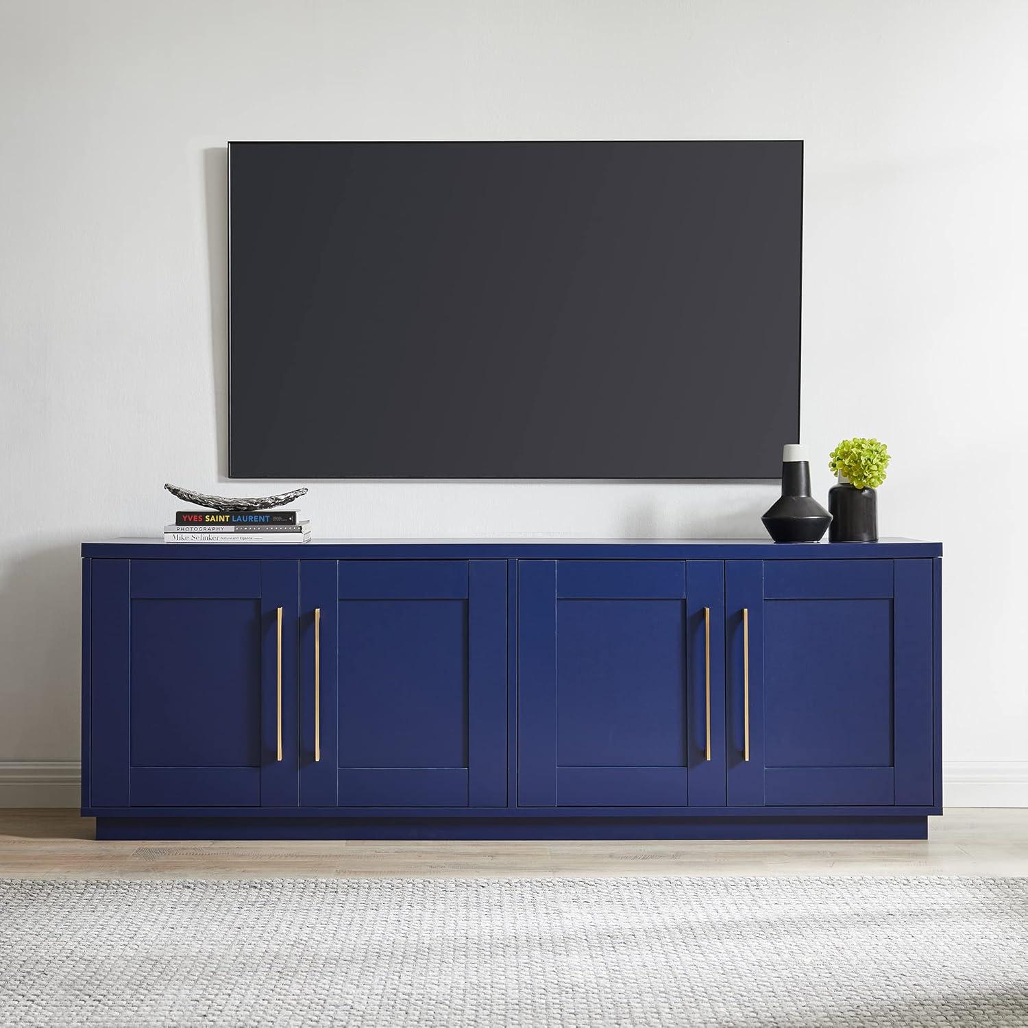 Evelyn&Zoe Tillman Rectangular TV Stand for TV's up to 75", Dark Blue