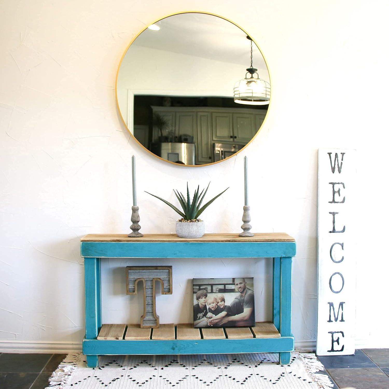 46" Reclaimed Wood Natural Console Table with Storage