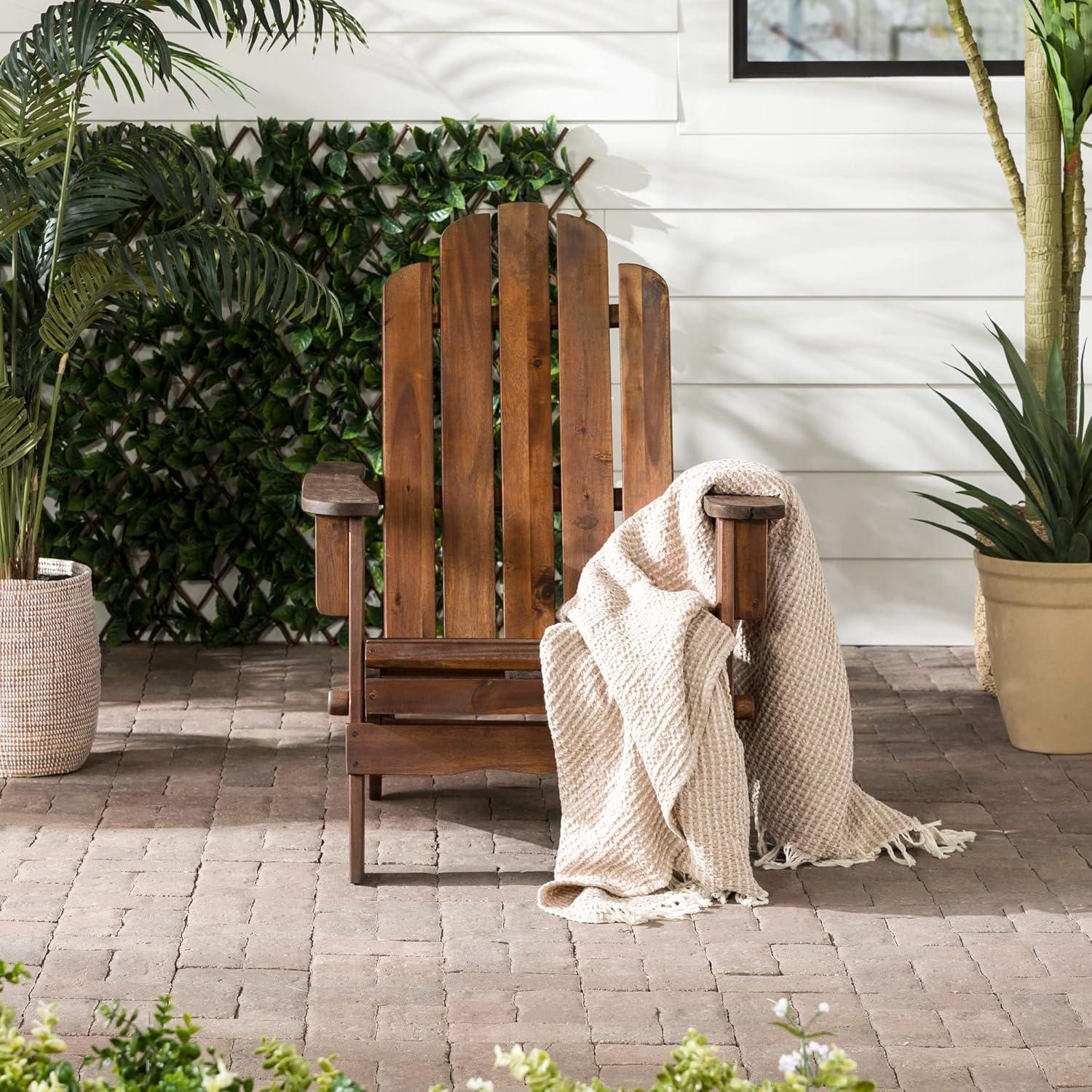 Dark Brown Acacia Wood Foldable Adirondack Outdoor Chair