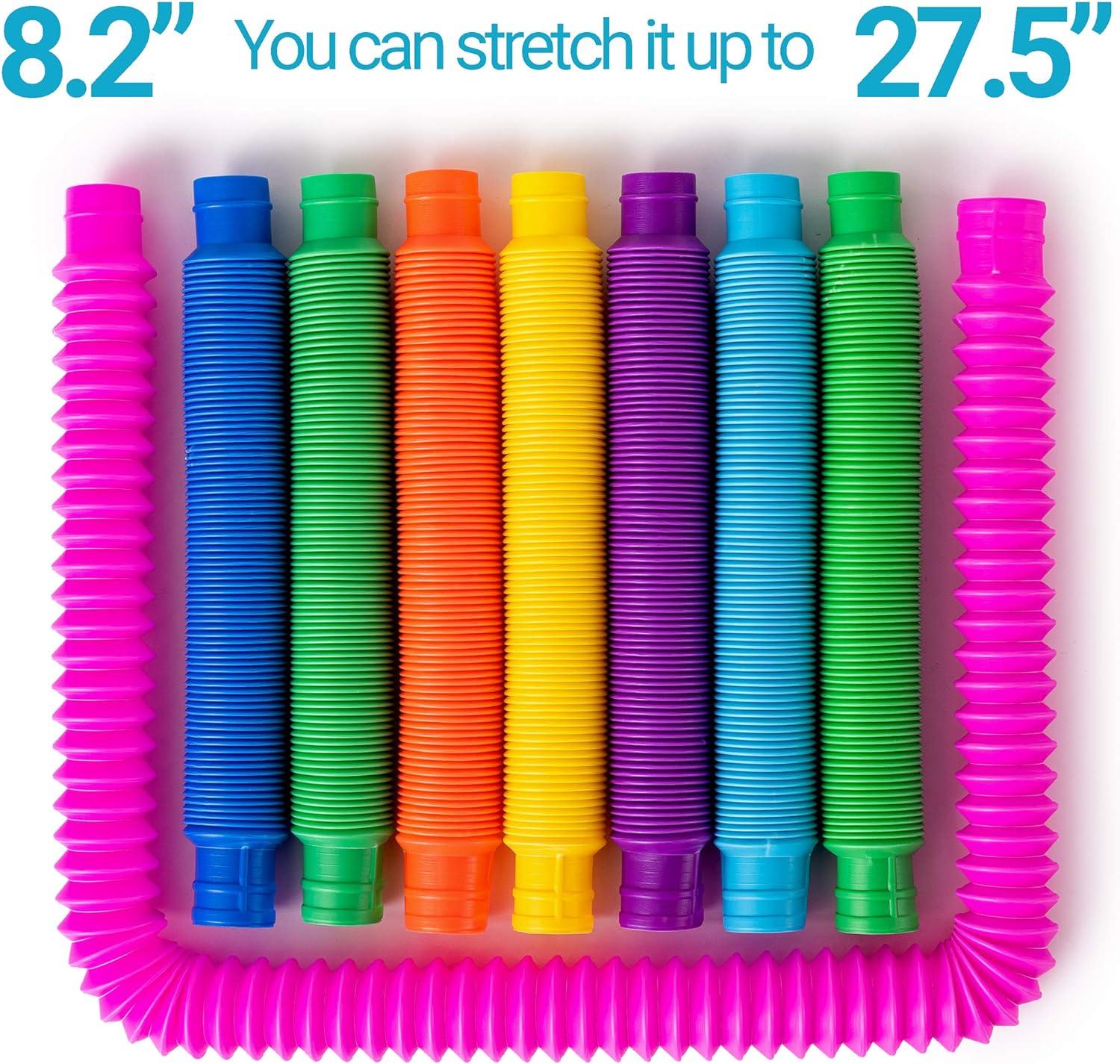 Nutty Toys Large Multicolor BPA-Free Plastic Pop Tubes