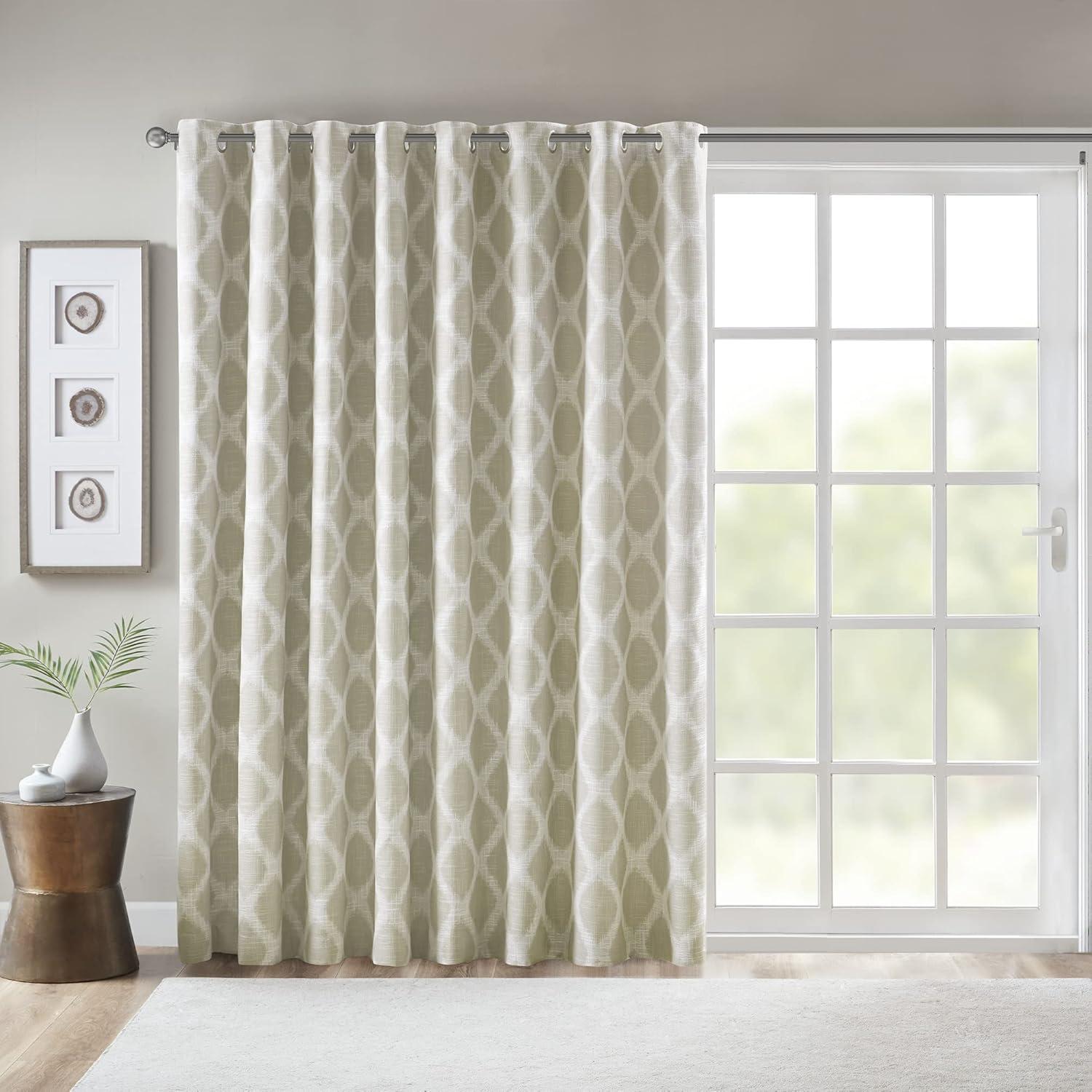 Sun Smart Blakesly Printed Ikat Blackout Patio Curtain - 100x84" - Taupe