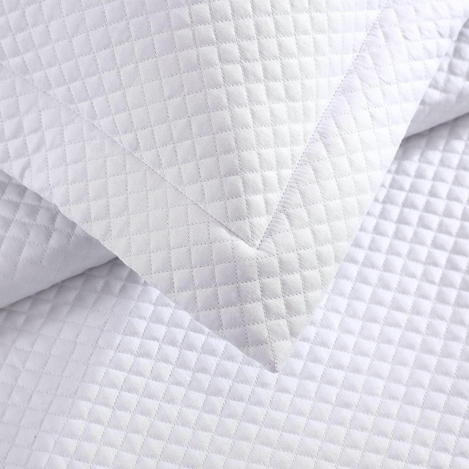 White Queen Diamond Quilted Egyptian Cotton Coverlet Set