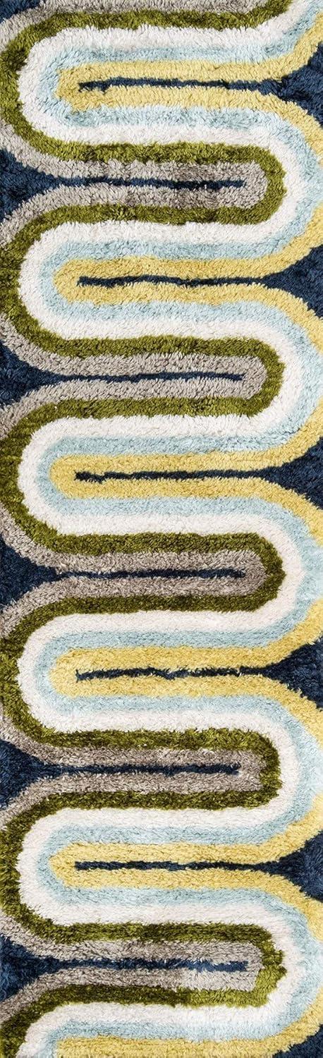 Novogratz Geometric Handmade Area Rug in Green/Yellow/Light Blue