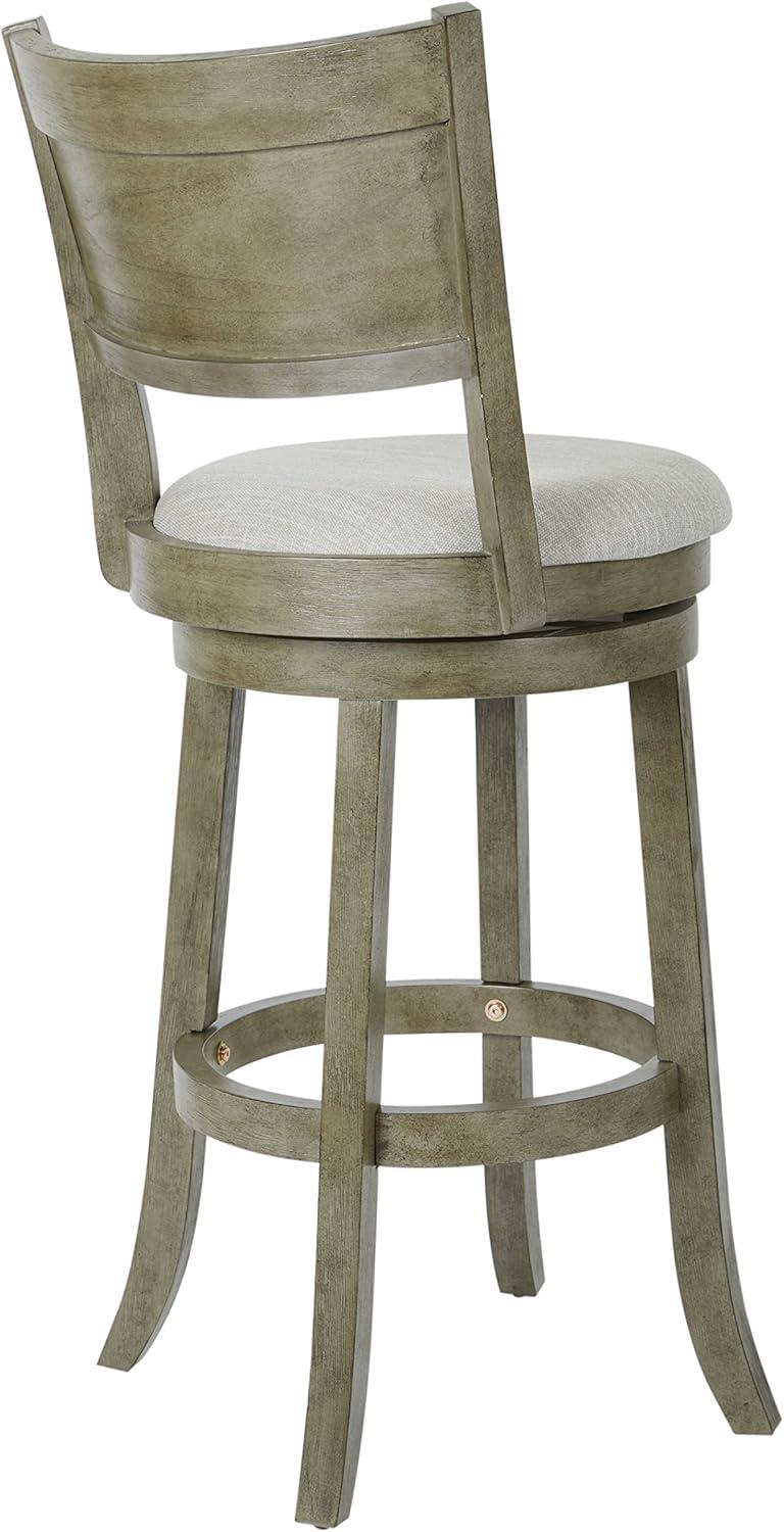 Antique Gray Wood Swivel Stool with Polyester Seat