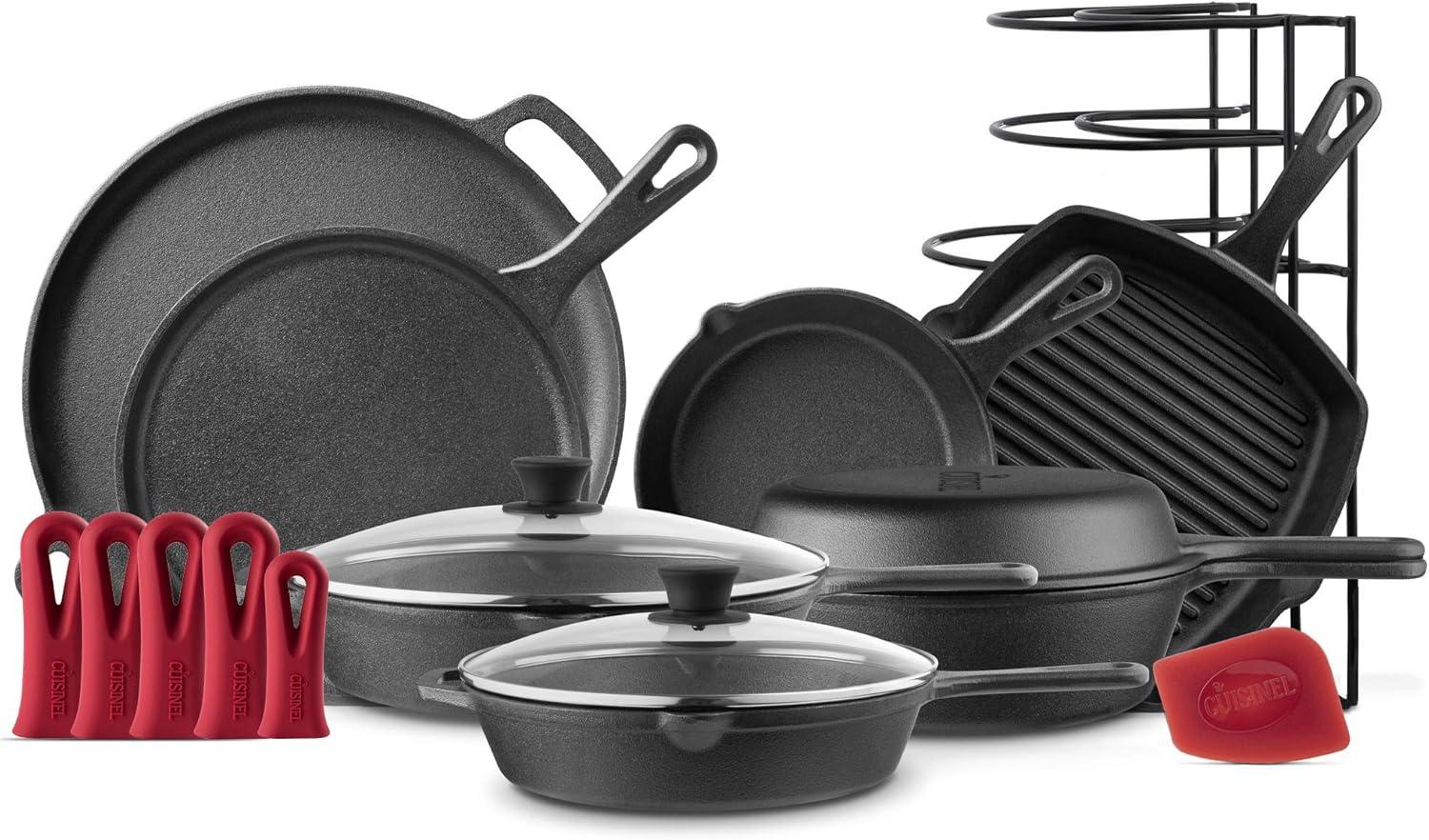 Cuisinel Cast Iron Cookware Set - Complete Pre-Seasoned Kit