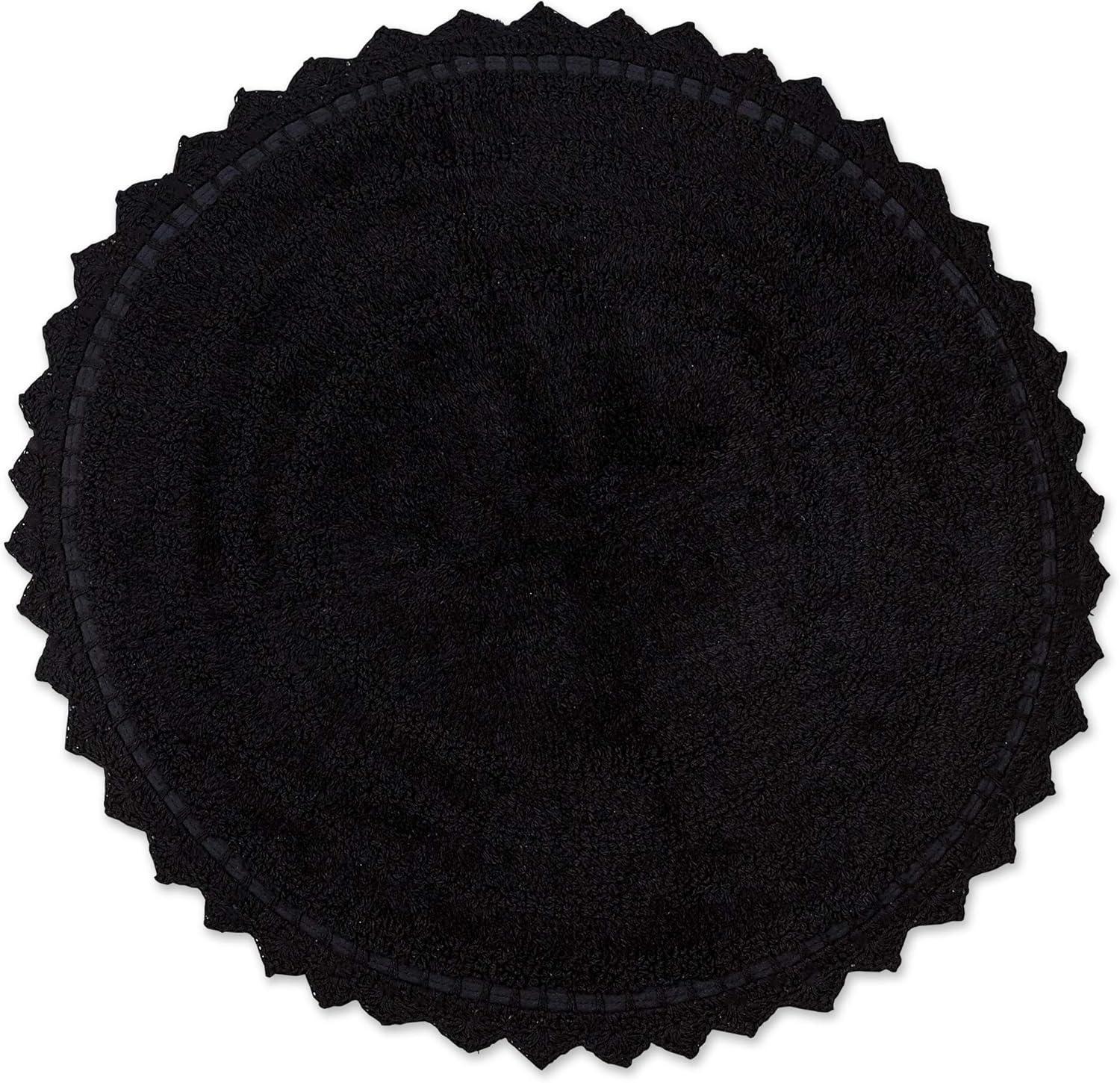 Design Imports Black Round Crochet Bath Mat