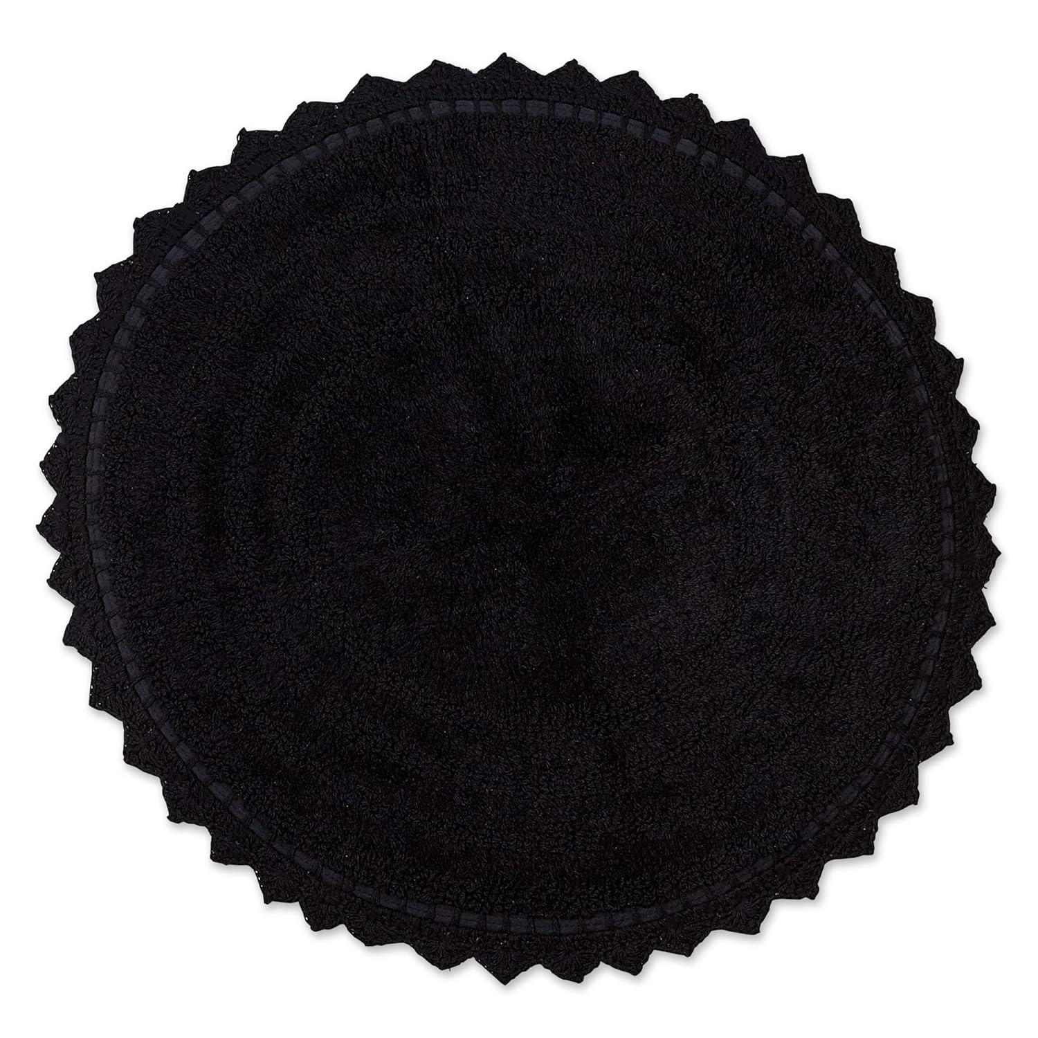 Design Imports Black Round Crochet Bath Mat