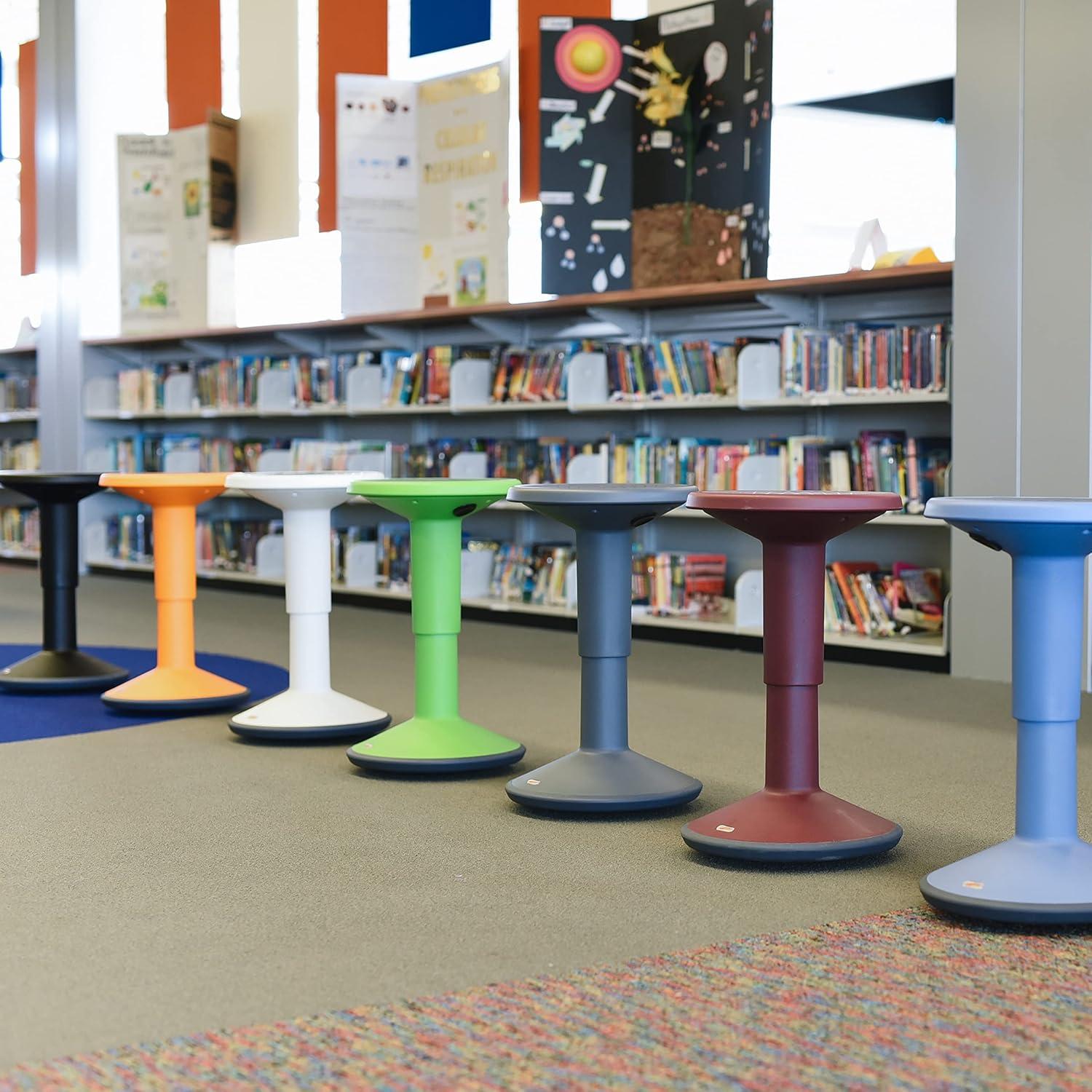 Powder Blue Adjustable Swivel Wobble Stool with Non-Slip Seat