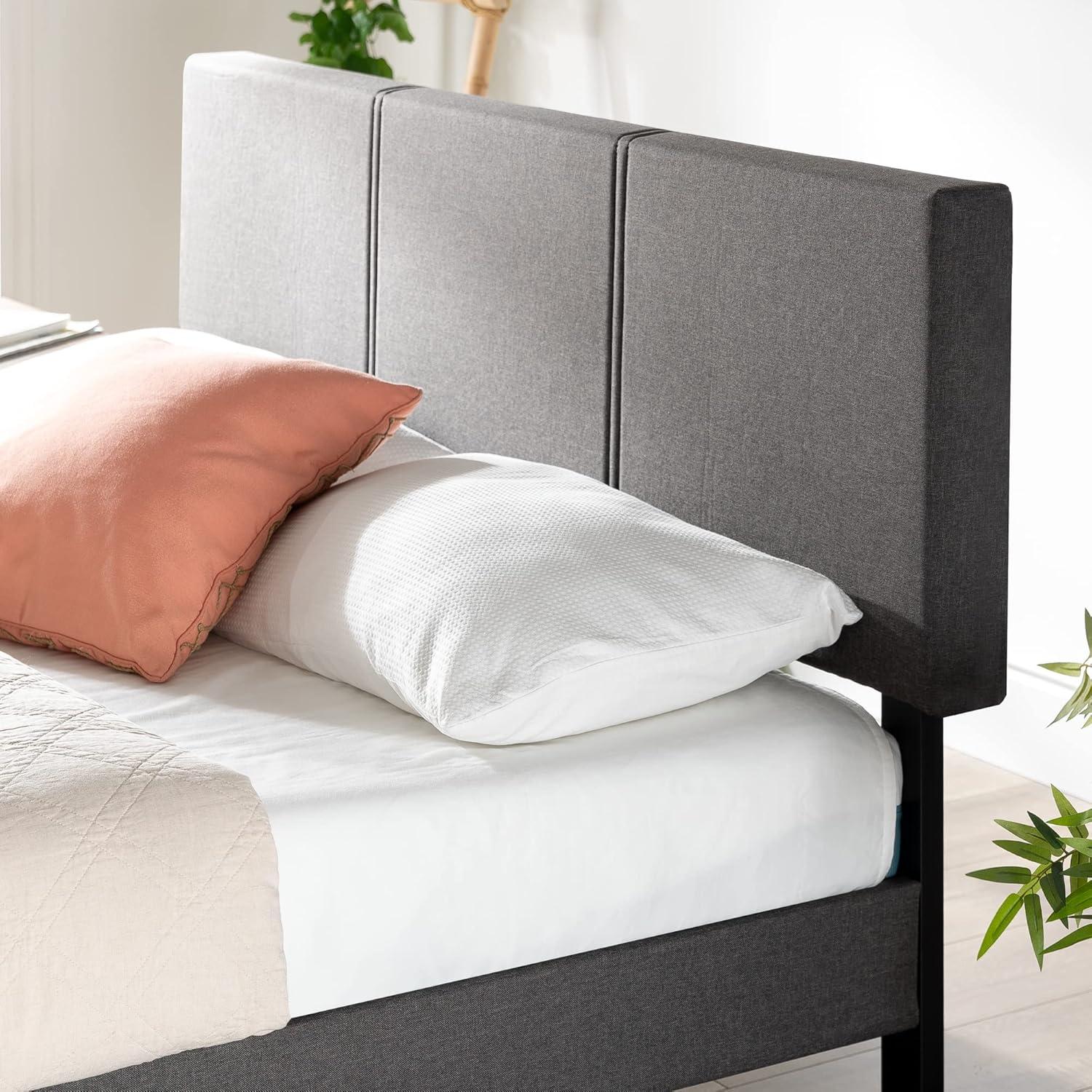 Zinus Cambril 38 inch Upholstered Platform Bed Frame with Sustainable Bamboo Slats