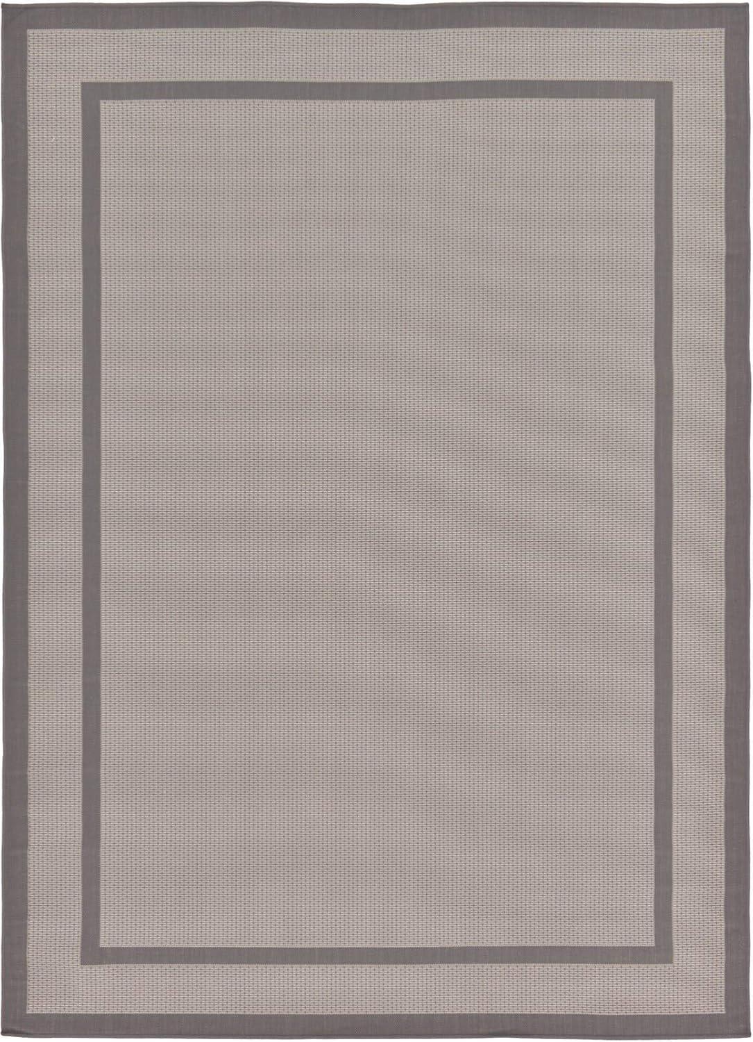 Unique Loom Outdoor Border Collection Area Rug - Border (7' 1" x 10' Rectangle Gray/Silver)