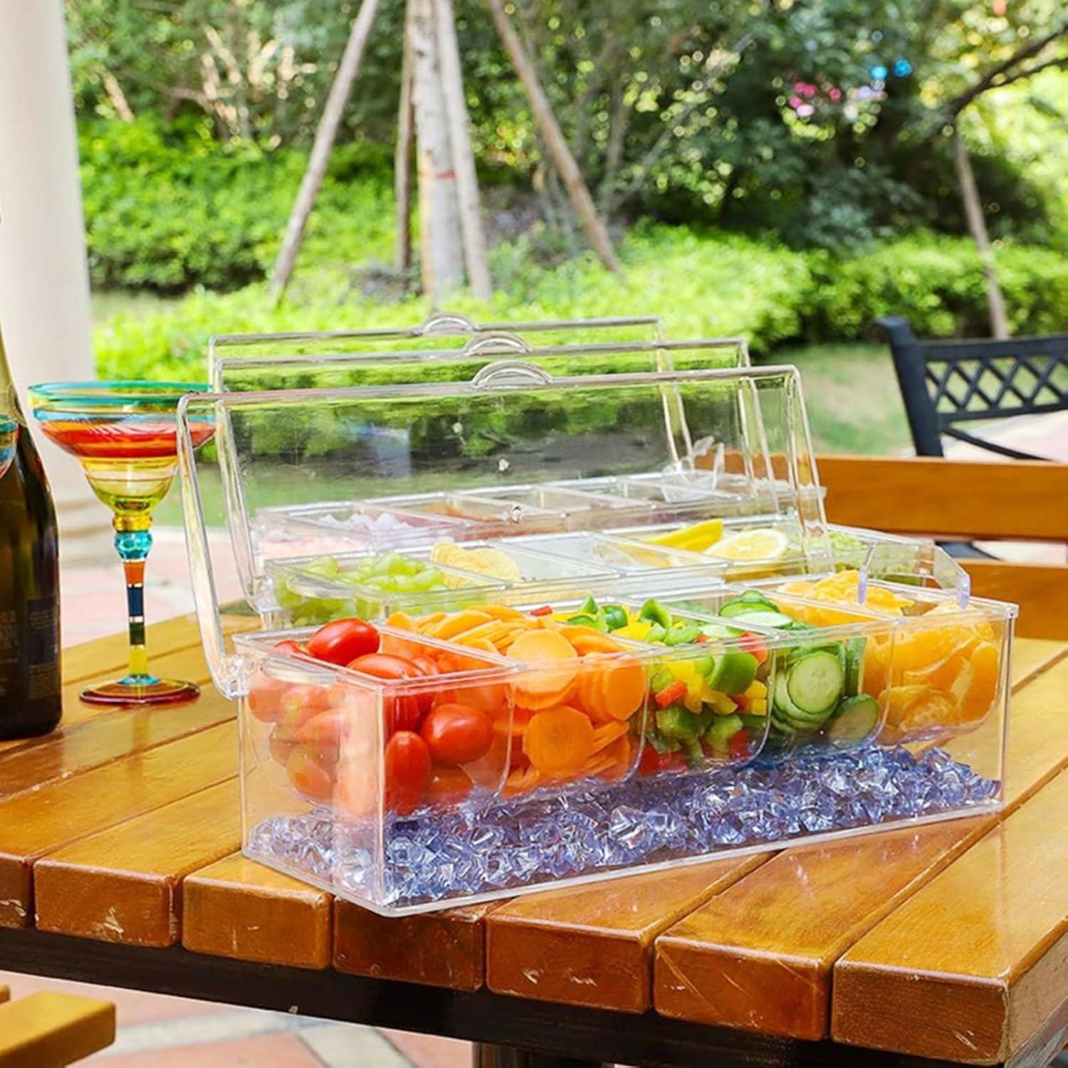 Clear Acrylic 5-Compartment Ice Chilled Condiment Server