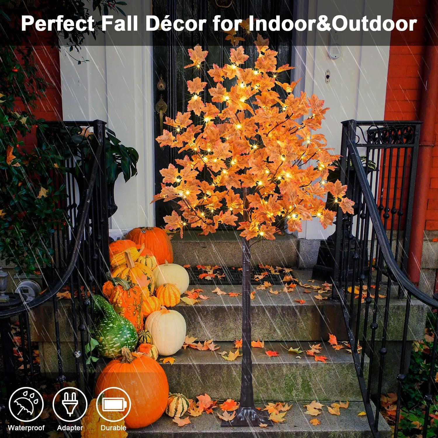 Lightshare 6 Feet Pre-Lit Maple Tree, 120 Warm White Lights