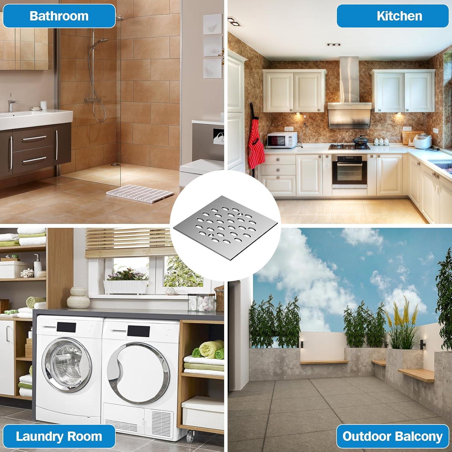 4010171 DRAIN COVER SQR SNP CHR Danco 4-1/4 in. Chrome Gray Square Drain Cover (Pack of 1)