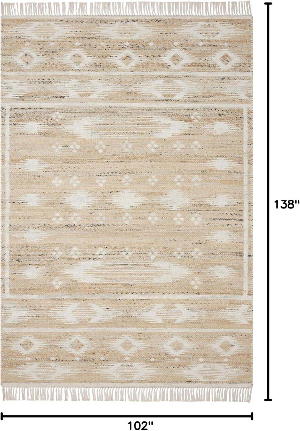 Natural Ivory Flatweave Wool and Cotton Area Rug 8'-6" x 11'-6"