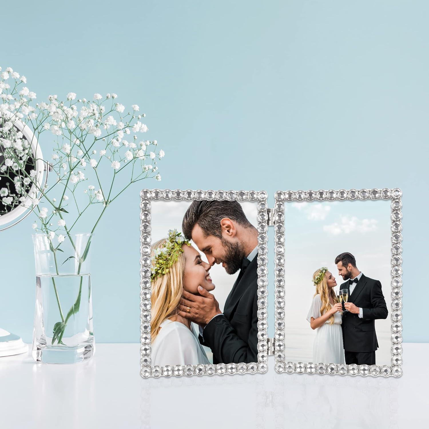 4x6 Silver Metal Sparkle Double Frame - Clear Brilliance