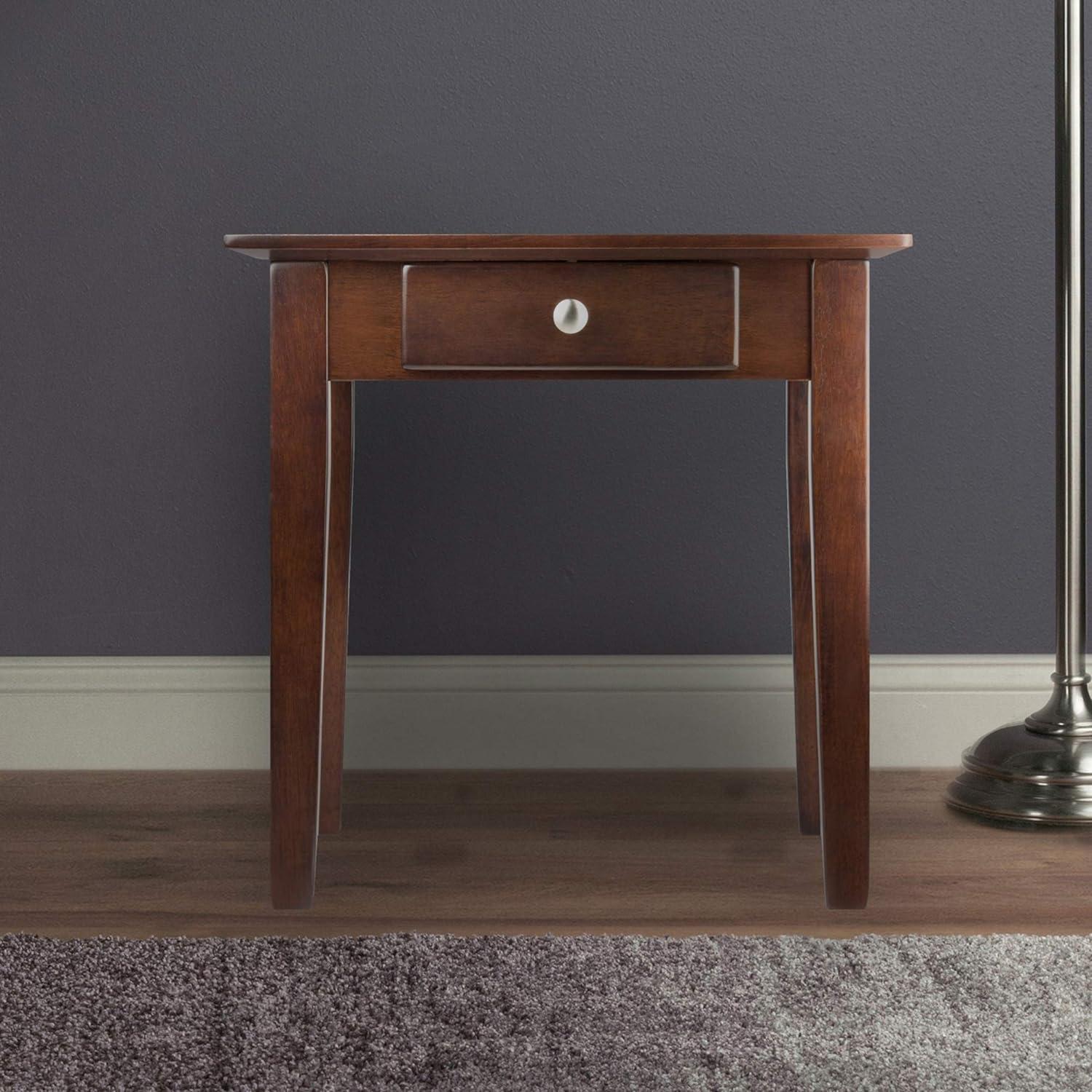 Rochester Walnut Wood End Table with Storage Drawer