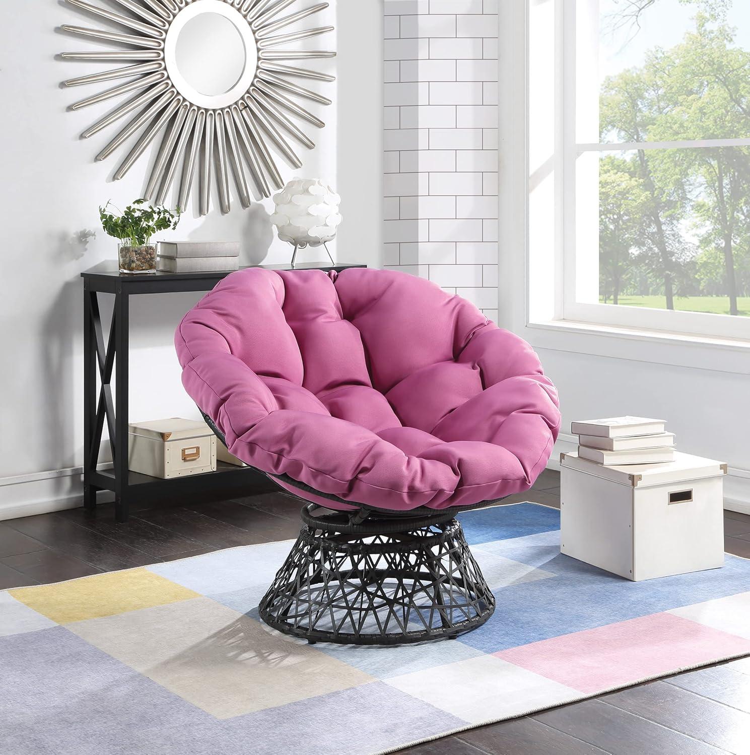 Papasan Chair with Purple cushion and Gray Wicker Resin Frame