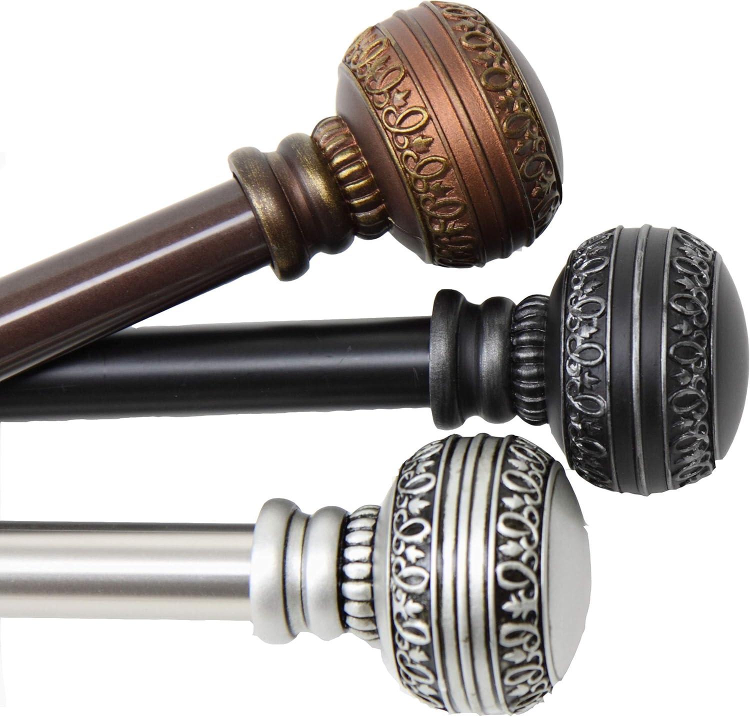 Hart & Harlow Faith 13/16-in 120-in to 170-in Satin nickel Steel Single curtain rod with Finials