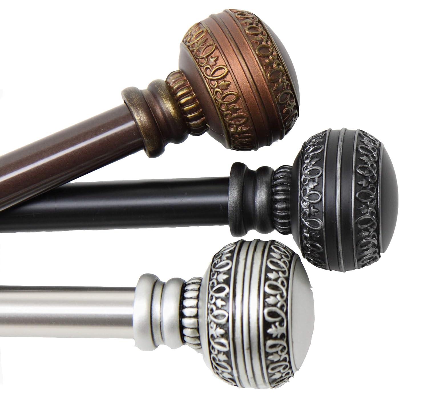 Hart & Harlow Faith 13/16-in 120-in to 170-in Satin nickel Steel Single curtain rod with Finials