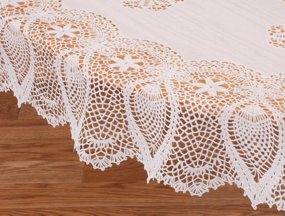 Miles Kimball White Vinyl Lace Tablecloth - 54" X 72" Oblong