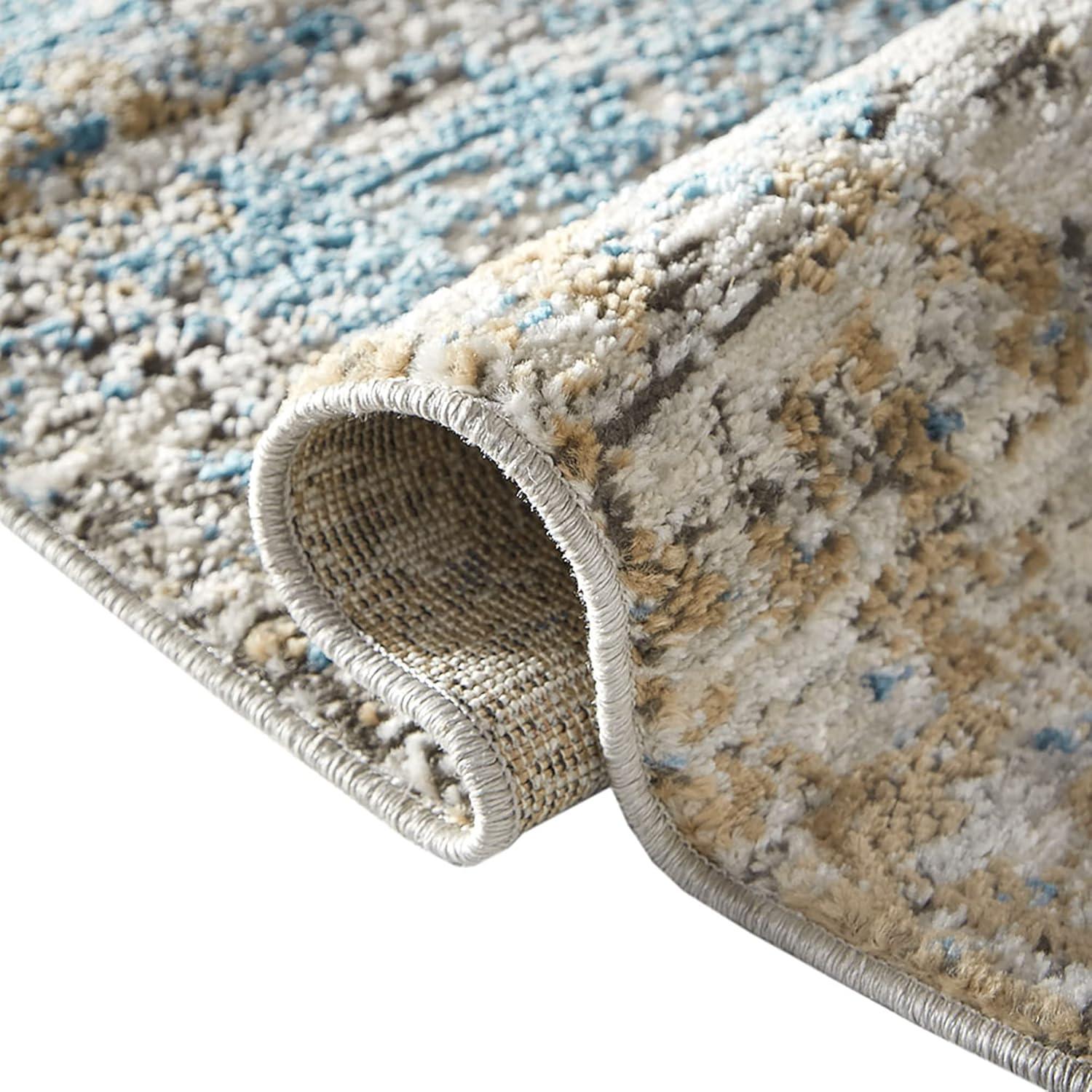 Blue Abstract 5' x 7' Stain-Resistant Synthetic Area Rug