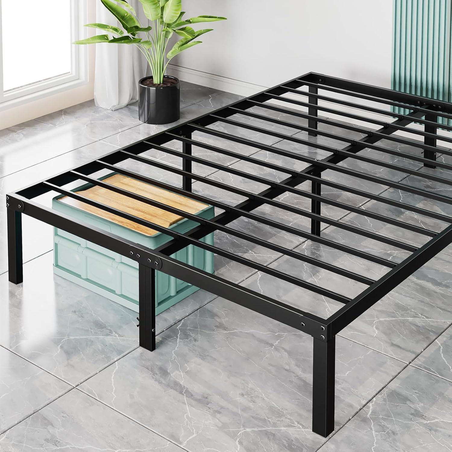 Galaxera 14 Inch Heavy Duty Metal Platform Bed Frame Queen Size Sturdy Steel Slat Support