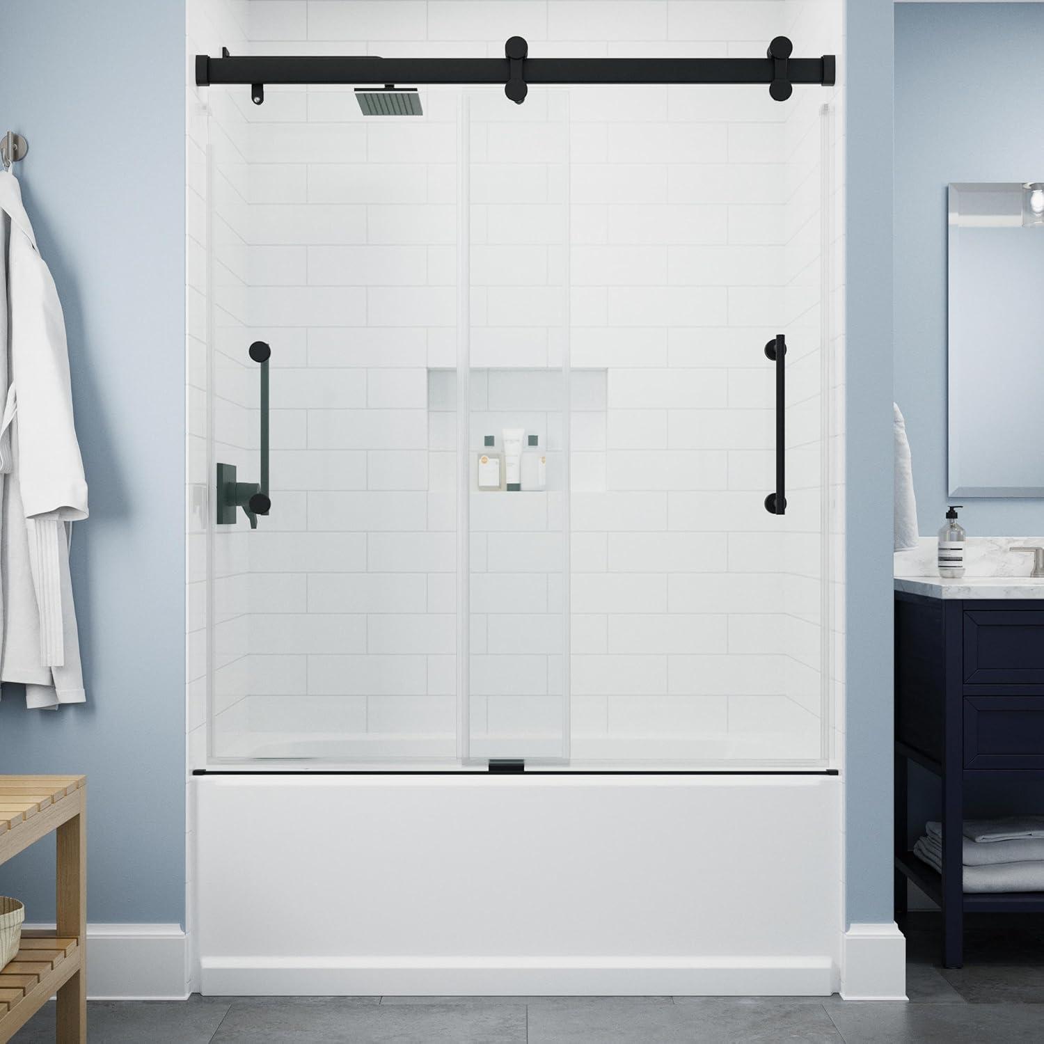 Delta Paxos 60 in. x 62-1/4 in. Frameless Sliding Bathtub Door in Chrome with 5/16 in. (8mm) Tempered Clear Glass, SD5758473
