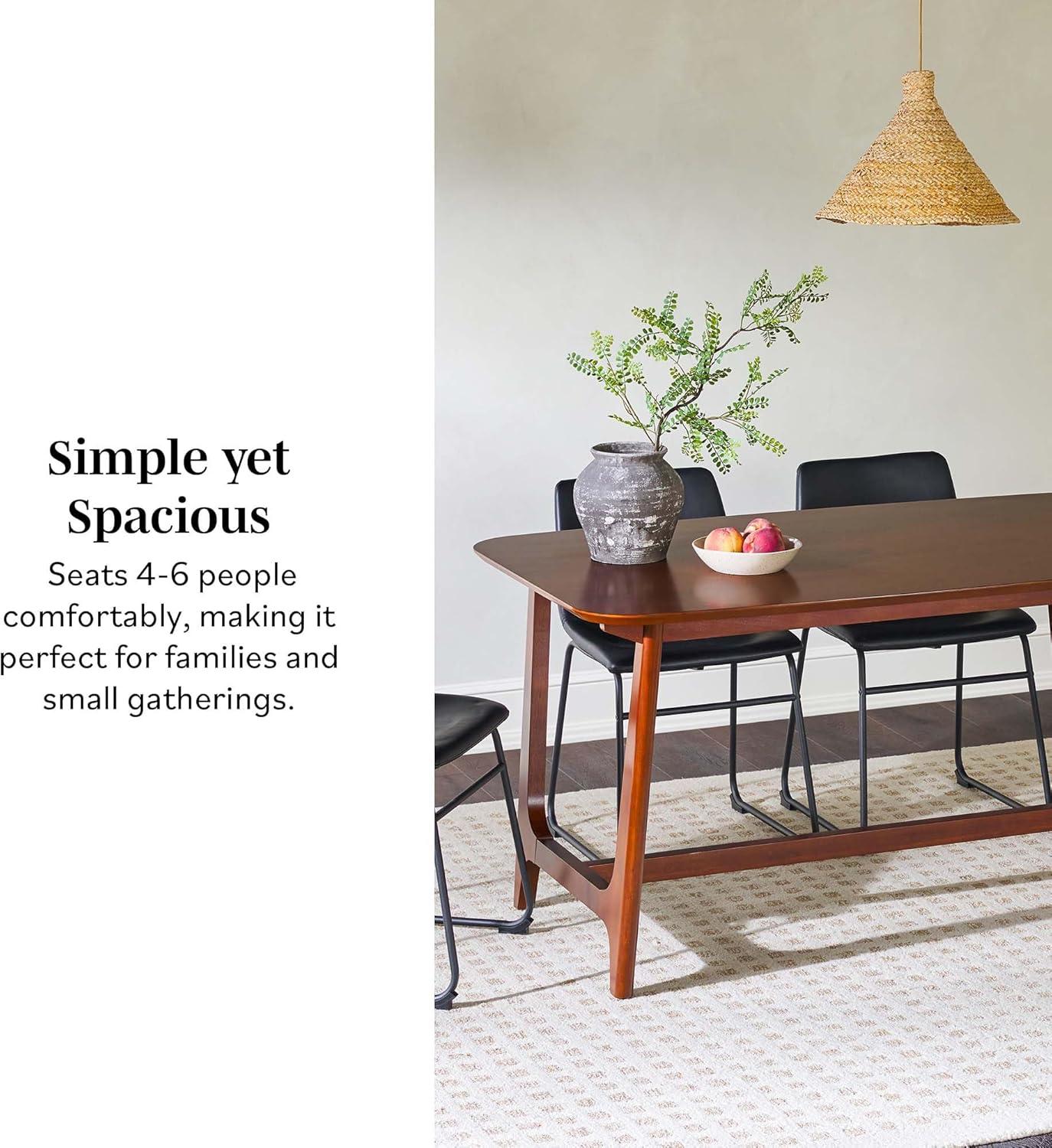 Walker Edison 60" Mid-Century Wood Dining Table with Trestle Base in Walnut