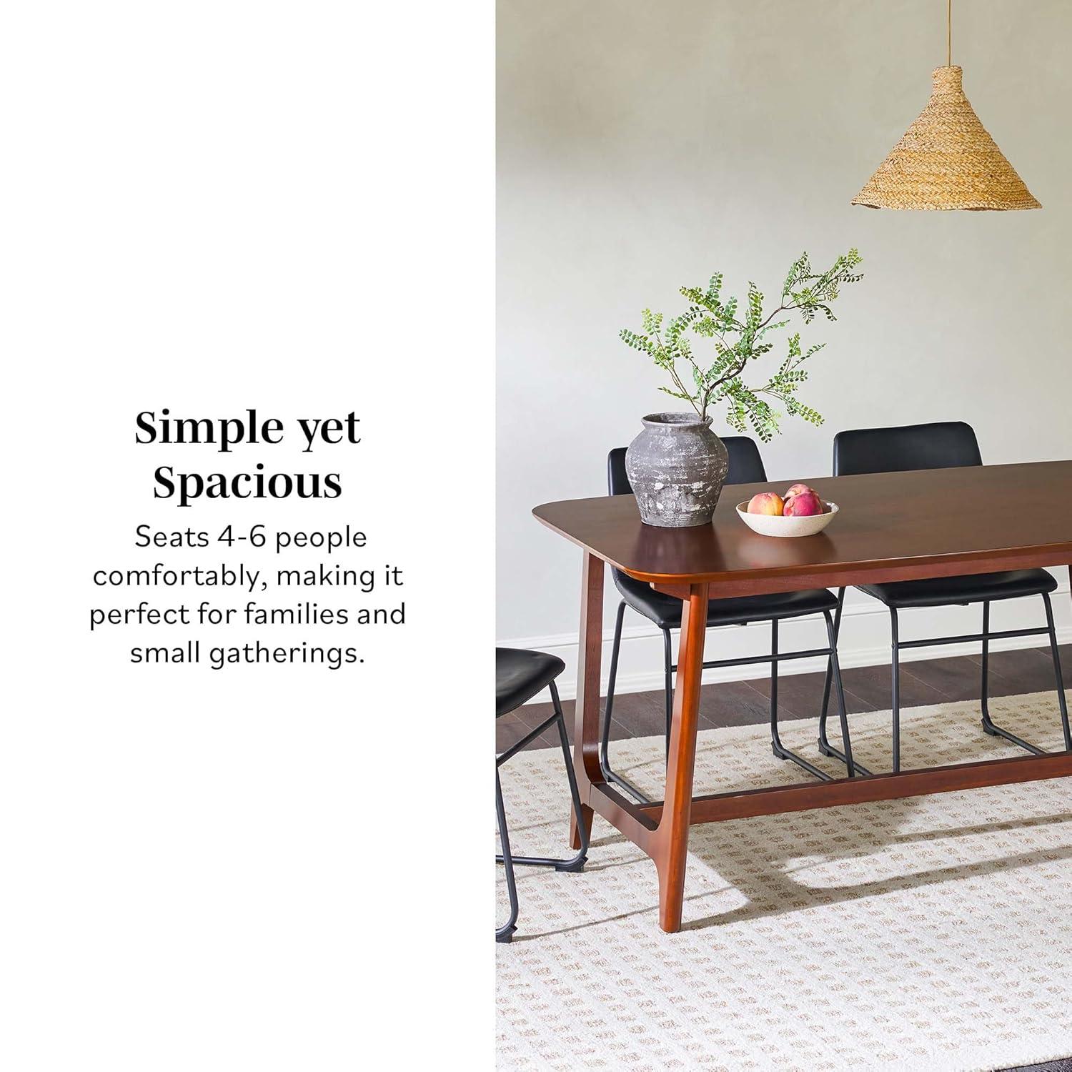 Walker Edison 60" Mid-Century Wood Dining Table with Trestle Base in Walnut