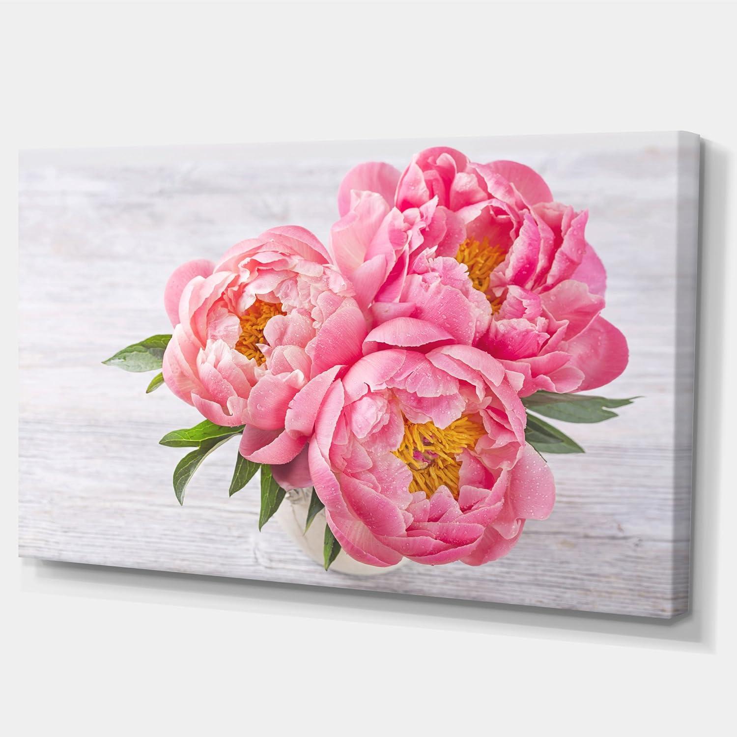 Pink Peony Flowers in Vase Canvas Print, 32 x 16 in