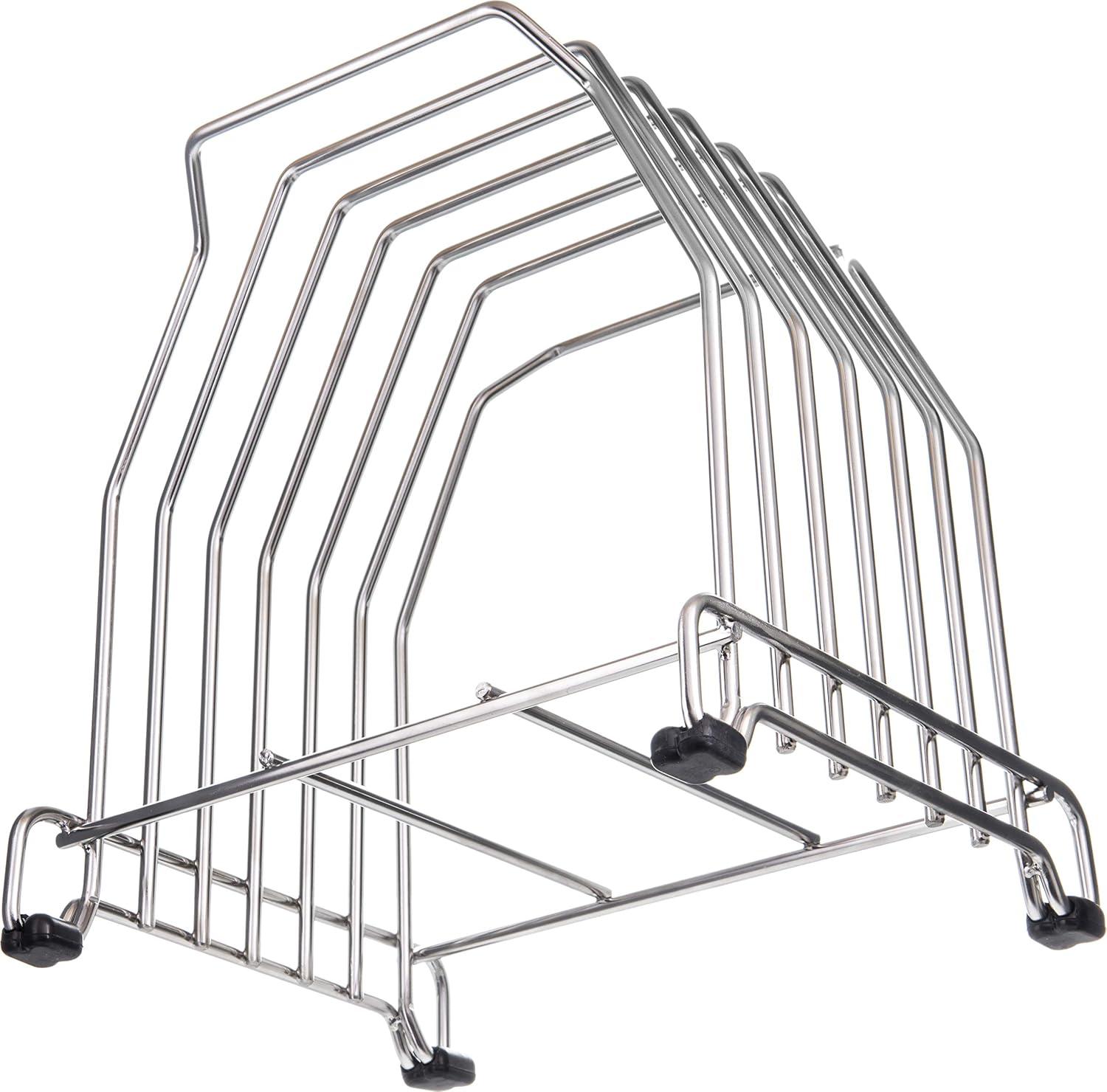Silver Stainless Steel 6-Slot Cutting Board Storage Rack