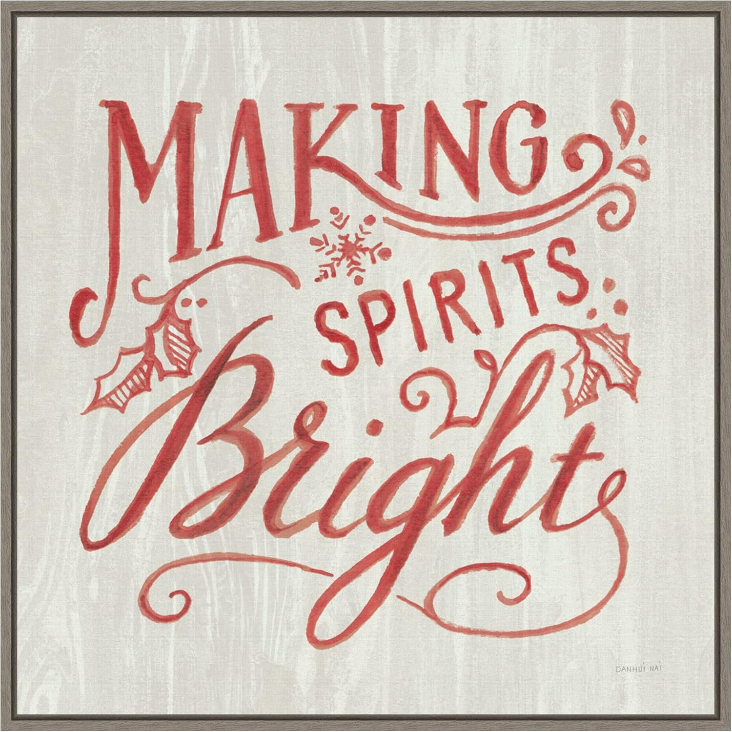 Making Spirits Bright Red and White Christmas Framed Canvas Print