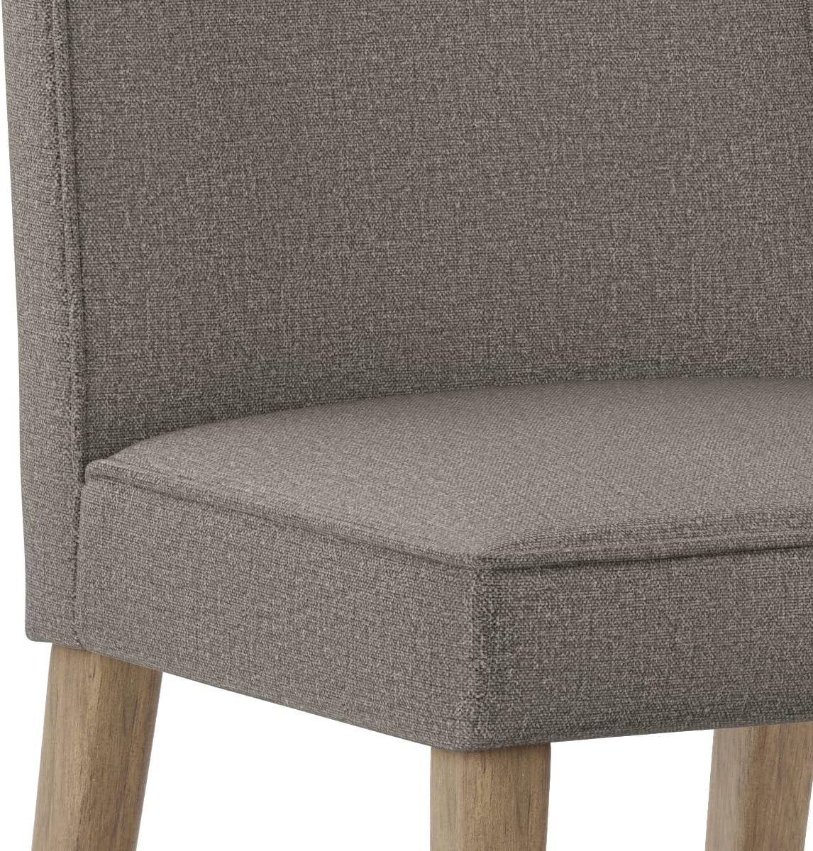 Elegant Taupe Rubberwood Upholstered High-Back Side Chair