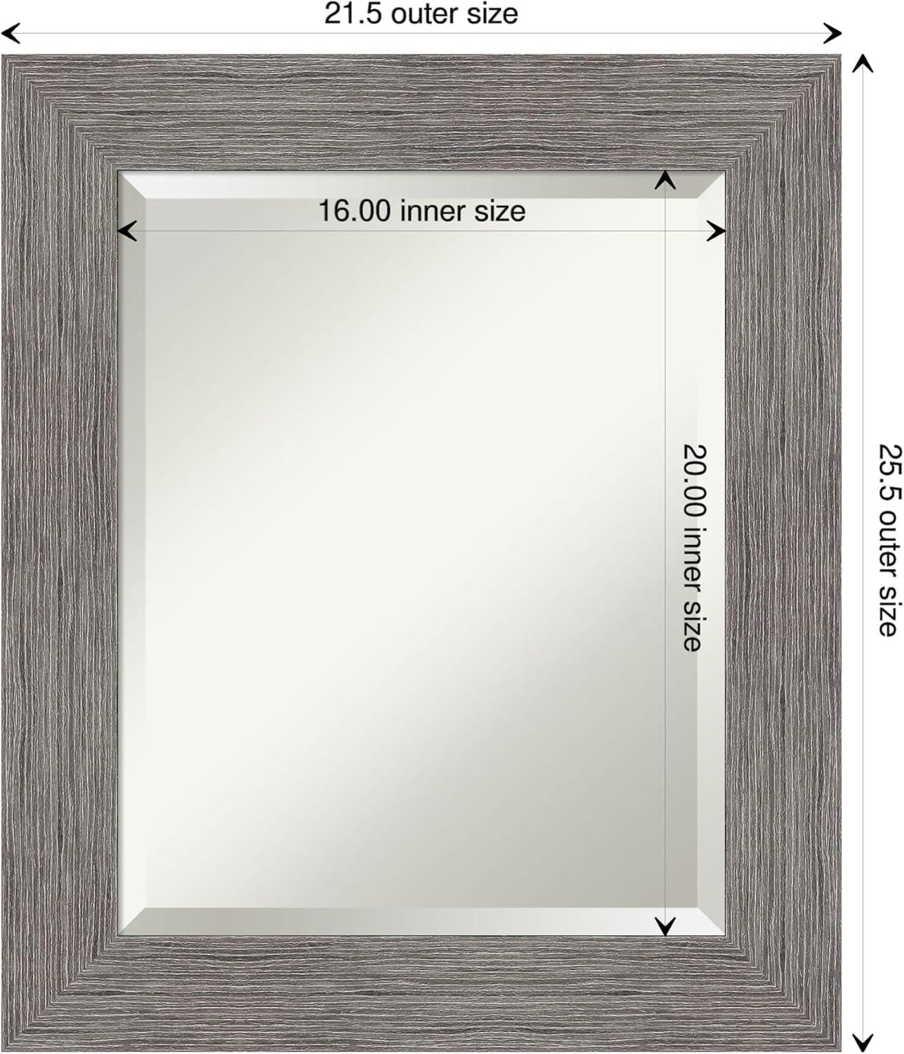 Amanti Art Grey Bathroom Mirror for Over Sink, 26x22 Pinstripe Plank Grey Rectangle Vanity Mirror, Small Country Rustic Frame, Hangs Horizonally and Vertically, Bathroom Wall Decor, Beveled Edge