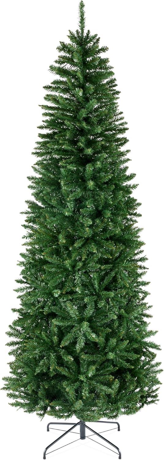 Best Choice Products Unlit Pencil Christmas Tree, Spruce Style Holiday Décor w/ Metal Base