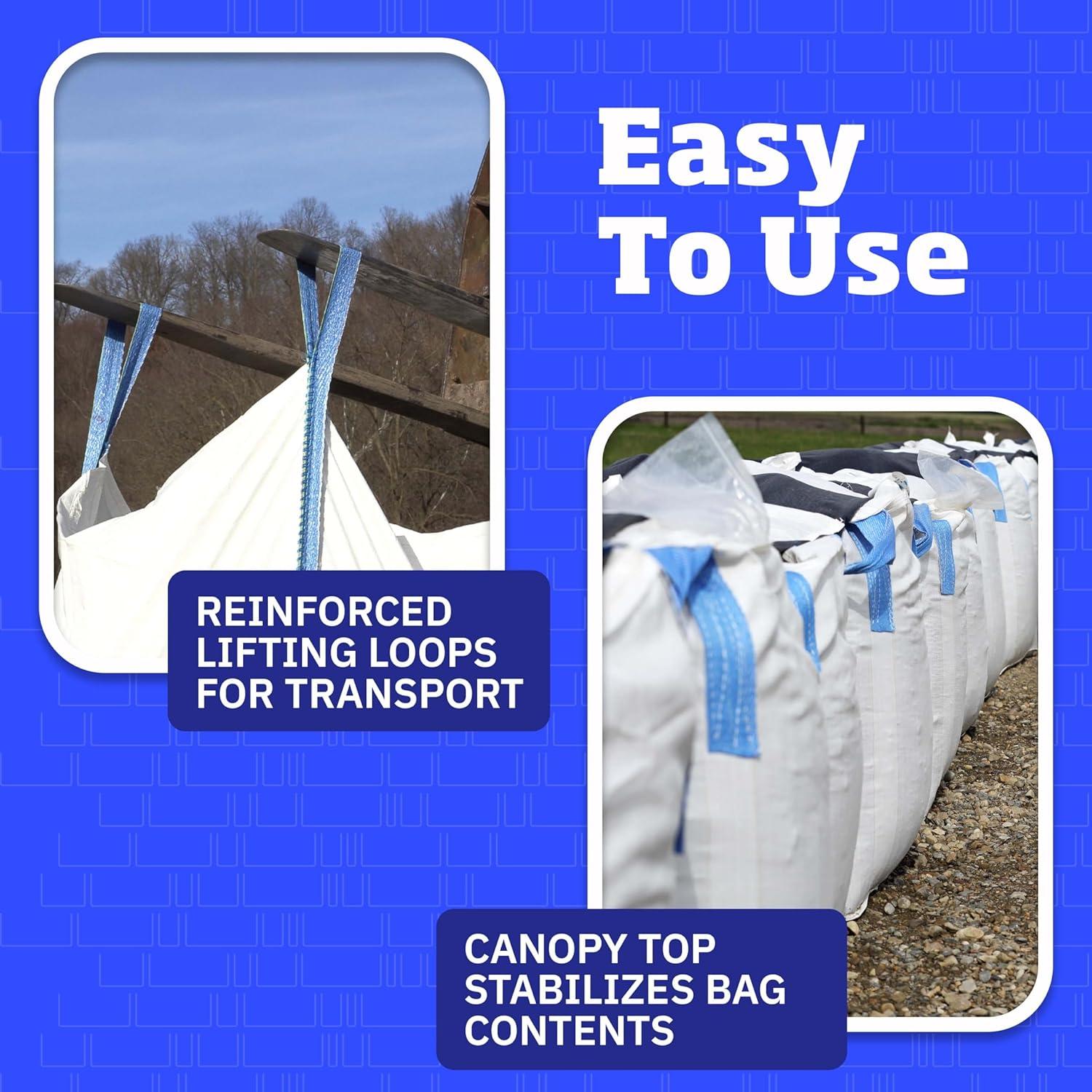 DURASACK® Builder's Bulk Bag with Flap Top, Heavy Duty, 35"L x 35"W x 40"H, 200 Gallon