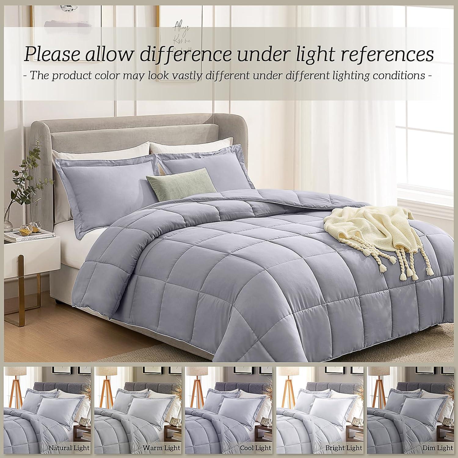 Gray Reversible Queen Down Alternative Comforter Set