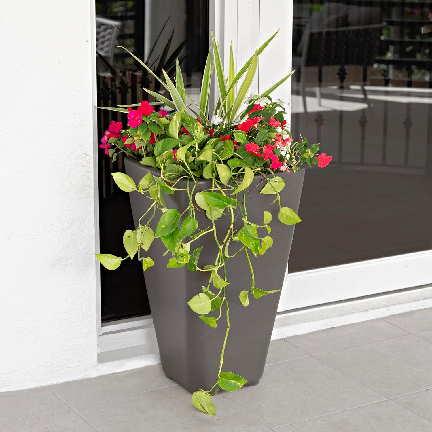 Step2 Step2 Bridgeview Square Tall Tapered Plastic Outdoor Planter