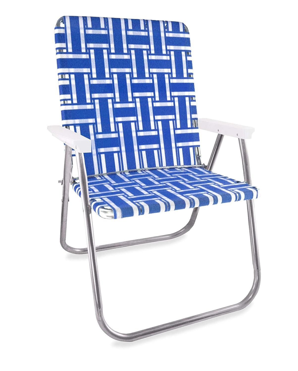 Lawn Chair USA Folding Aluminum Extra Wide Magnum Webbed Chair (Green and White Stripe, Magnum)