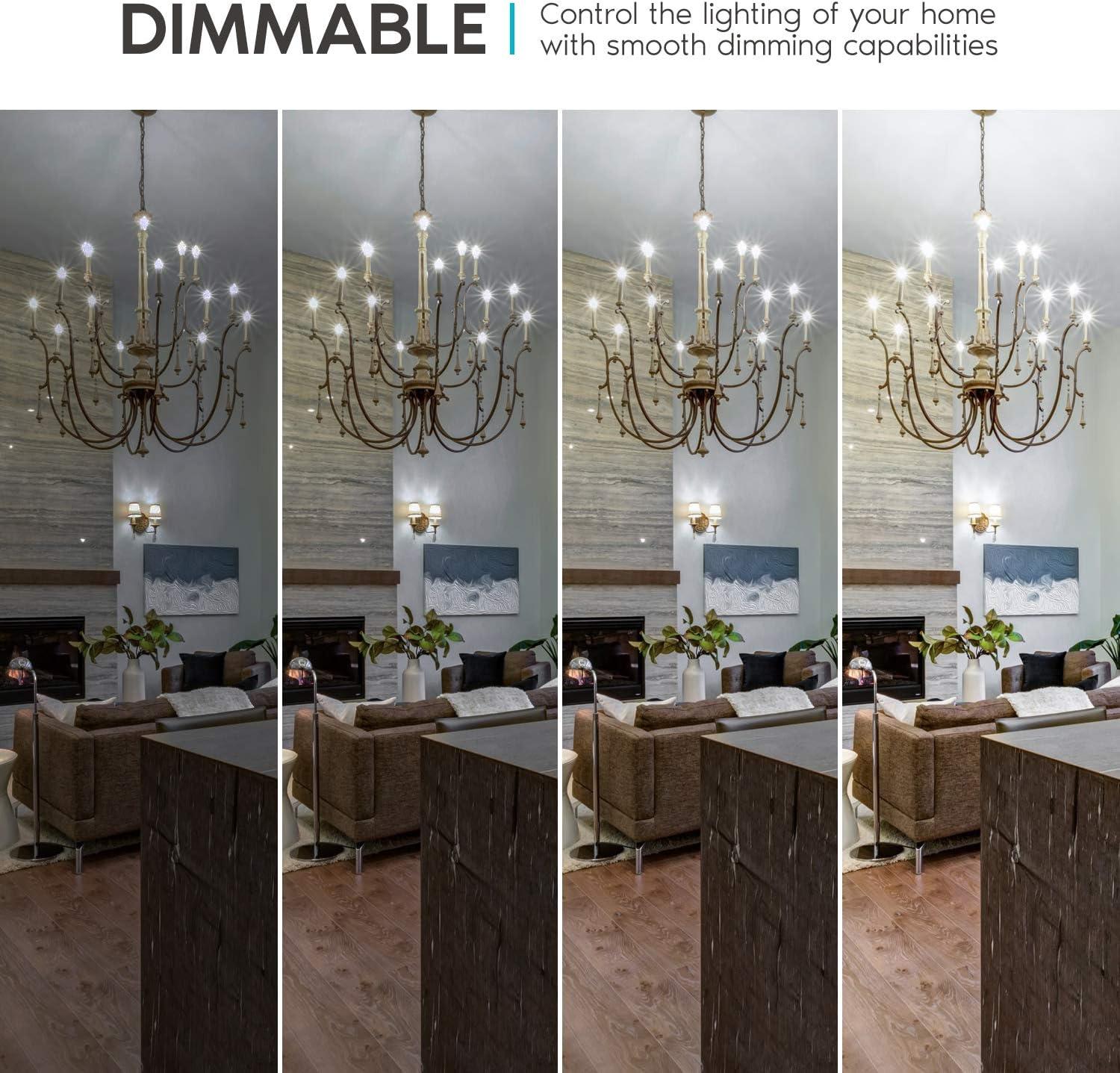Luxrite 4W Vintage Candelabra LED Bulbs Dimmable, 400 Lumens, 40W Equivalent, Clear Glass, E12 Base (16 Pack) 5000K (Bright White)