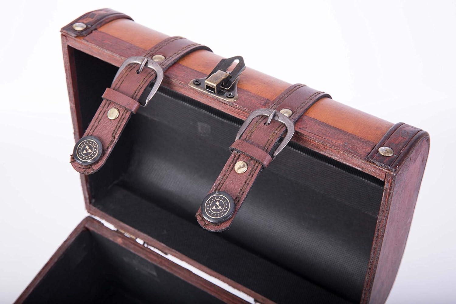 Vintiquewise Decorative Wood Leather Treasure Box - Large Trunk