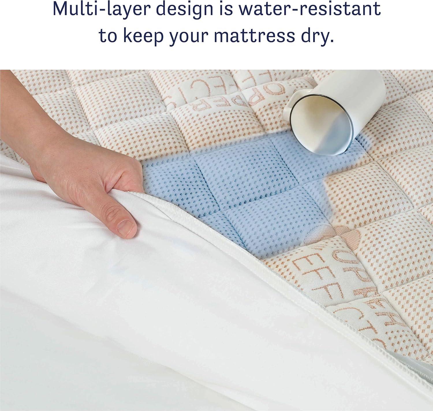 All-in-One Copper Effects Antimicrobial Fitted Mattress Pad, Twin