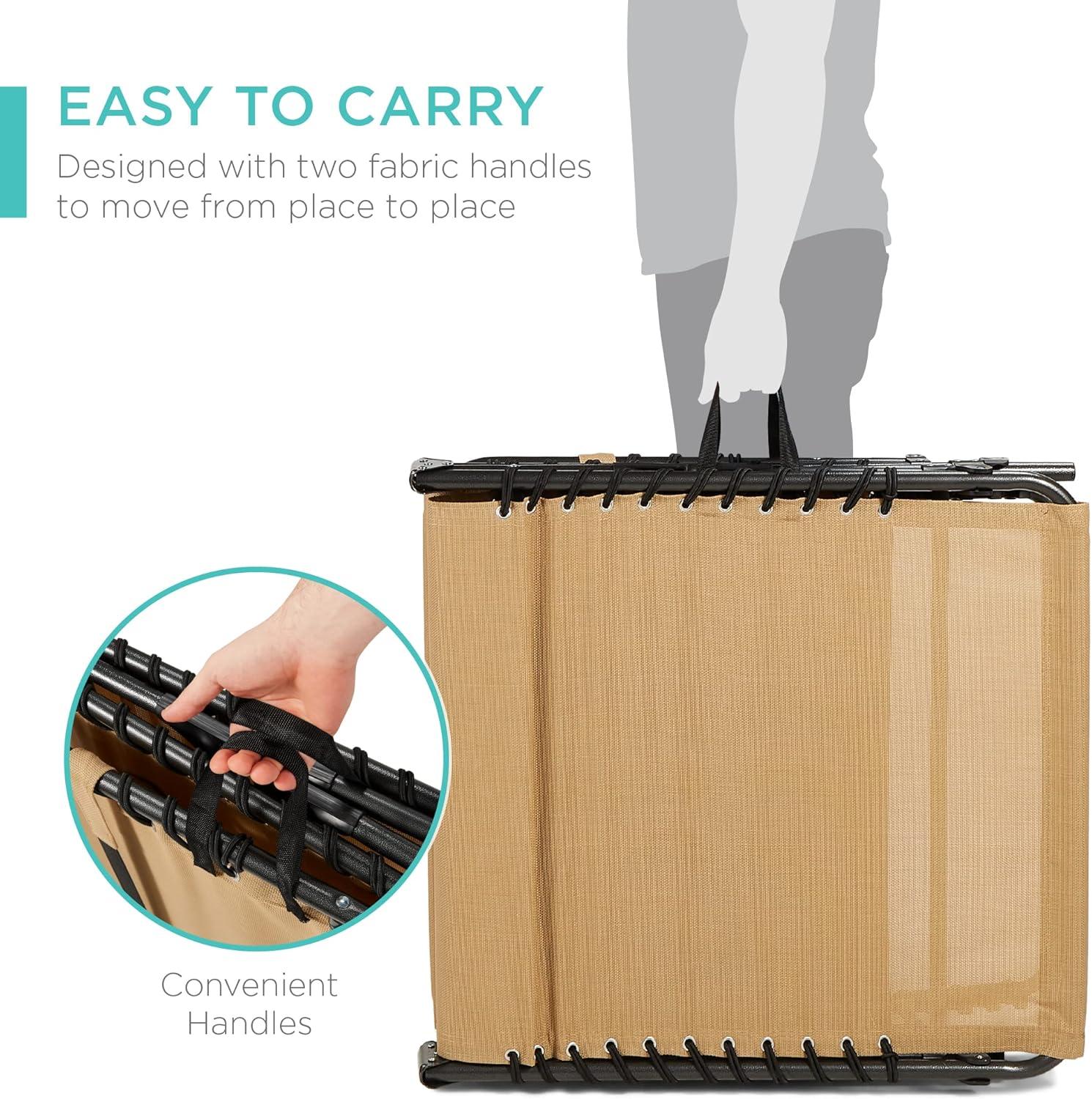 Best Choice Products Patio Chaise Lounge Chair, Outdoor Portable Adjustable Pool Recliner w/ Pillow - Tan