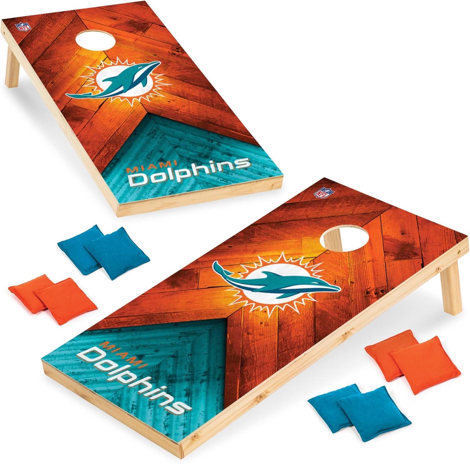 NFL Miami Dolphins 2'x4' Wood Cornhole Set