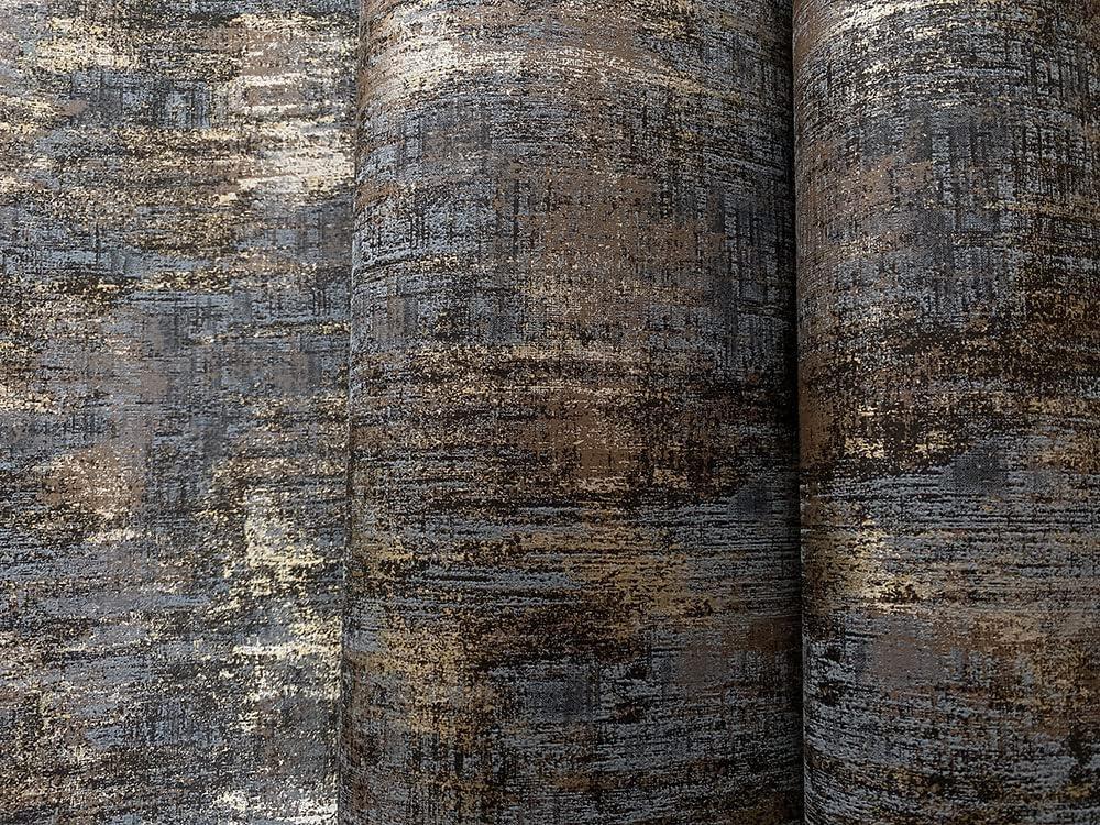 Charcoal and Gold Distressed Industrial Metallic Wallpaper Roll