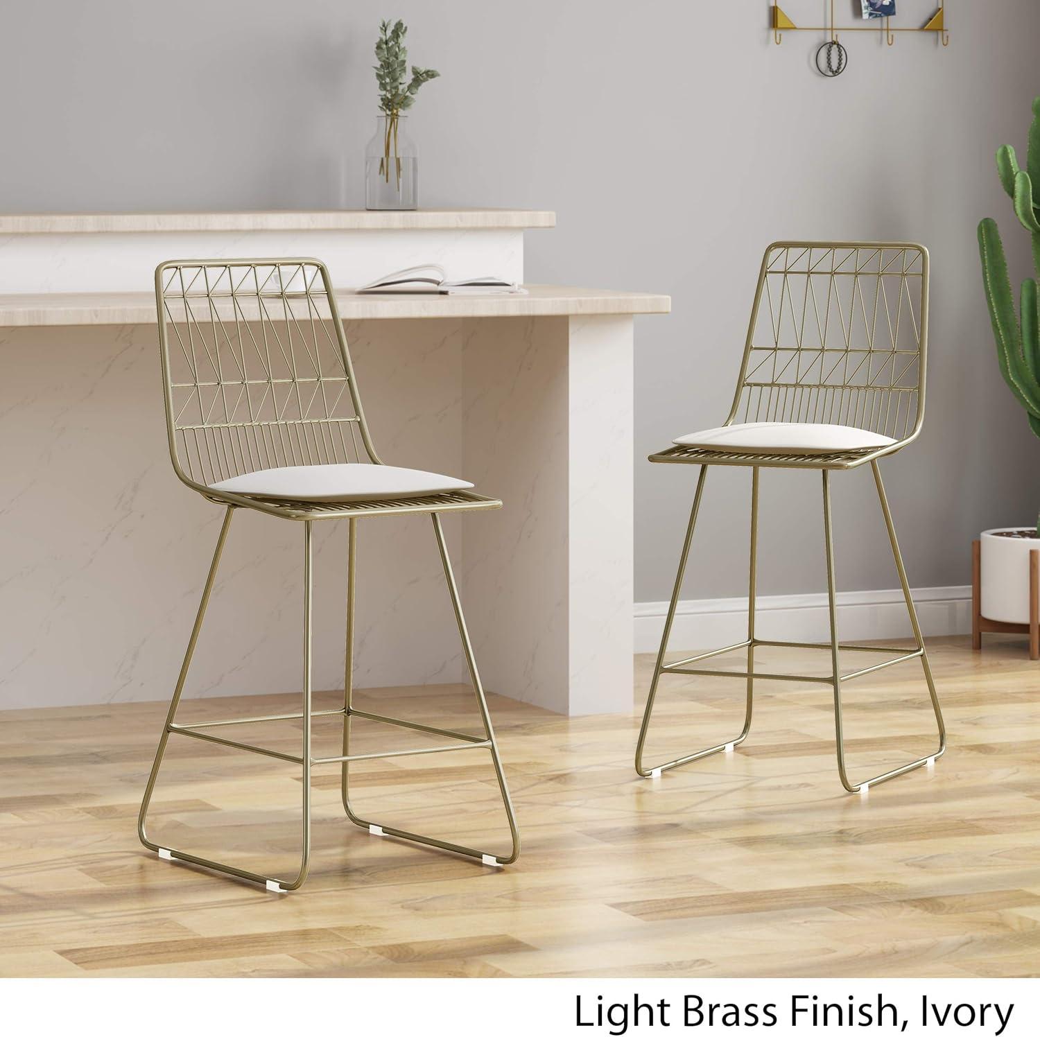 Set of 2 Walcott Modern Iron Counter Height Barstools - Christopher Knight Home