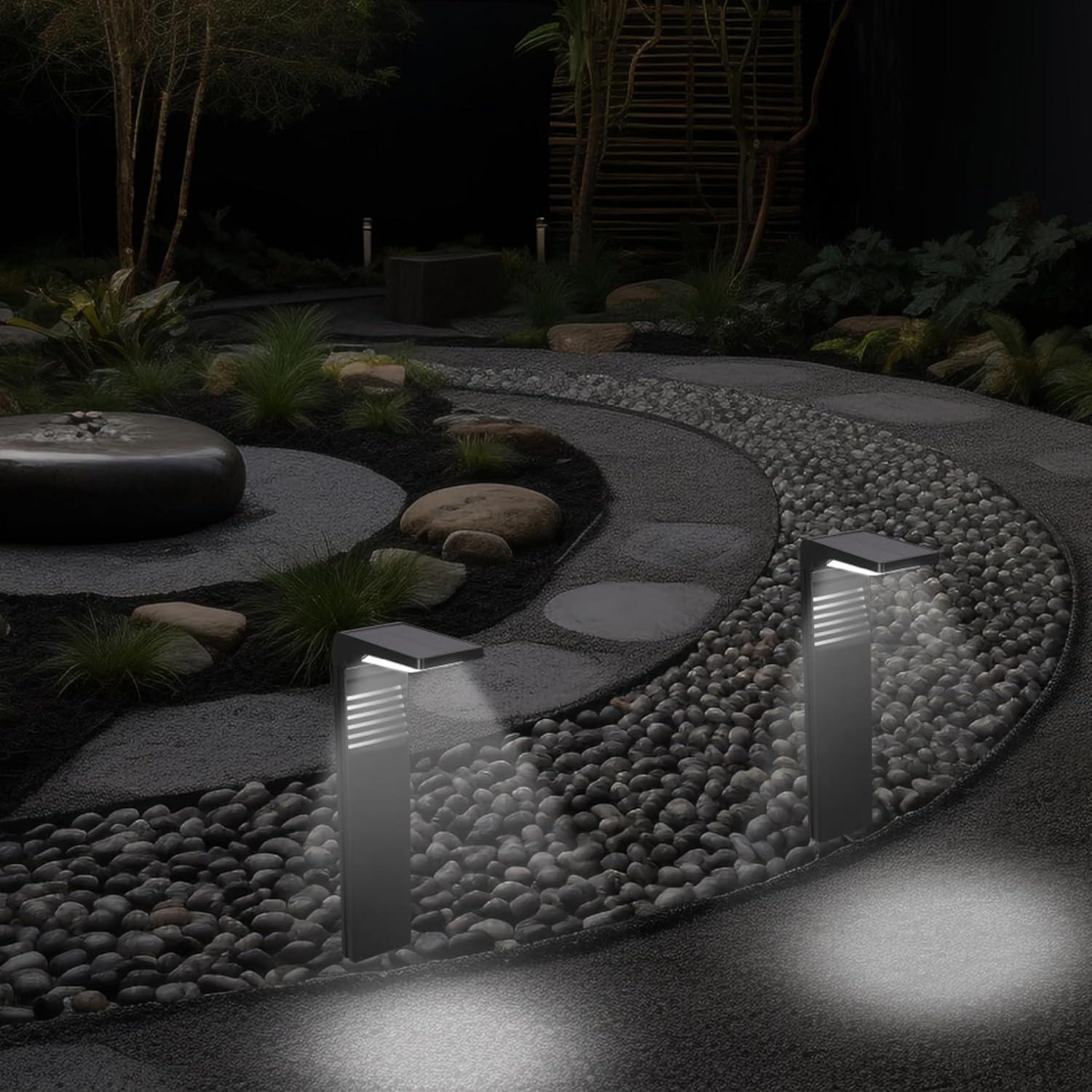 Techko 12.2" Solar Bollard LED Pathway Light (Set of 2)
