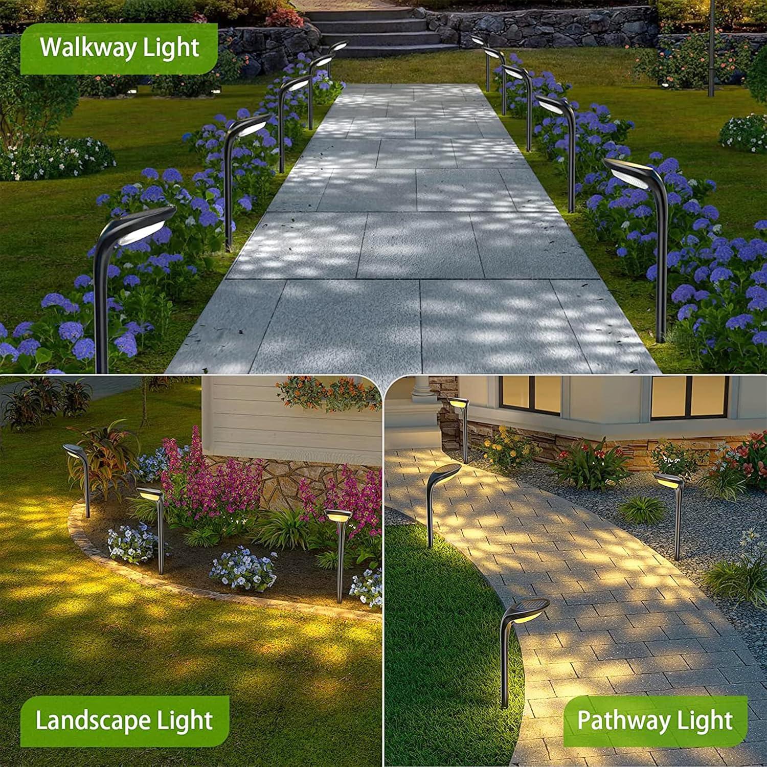 JSOT 4 Pack Solar Pathway Lights, Solar Garden Lights for Walkway, Driveway, Yard, White Light & Warm Light