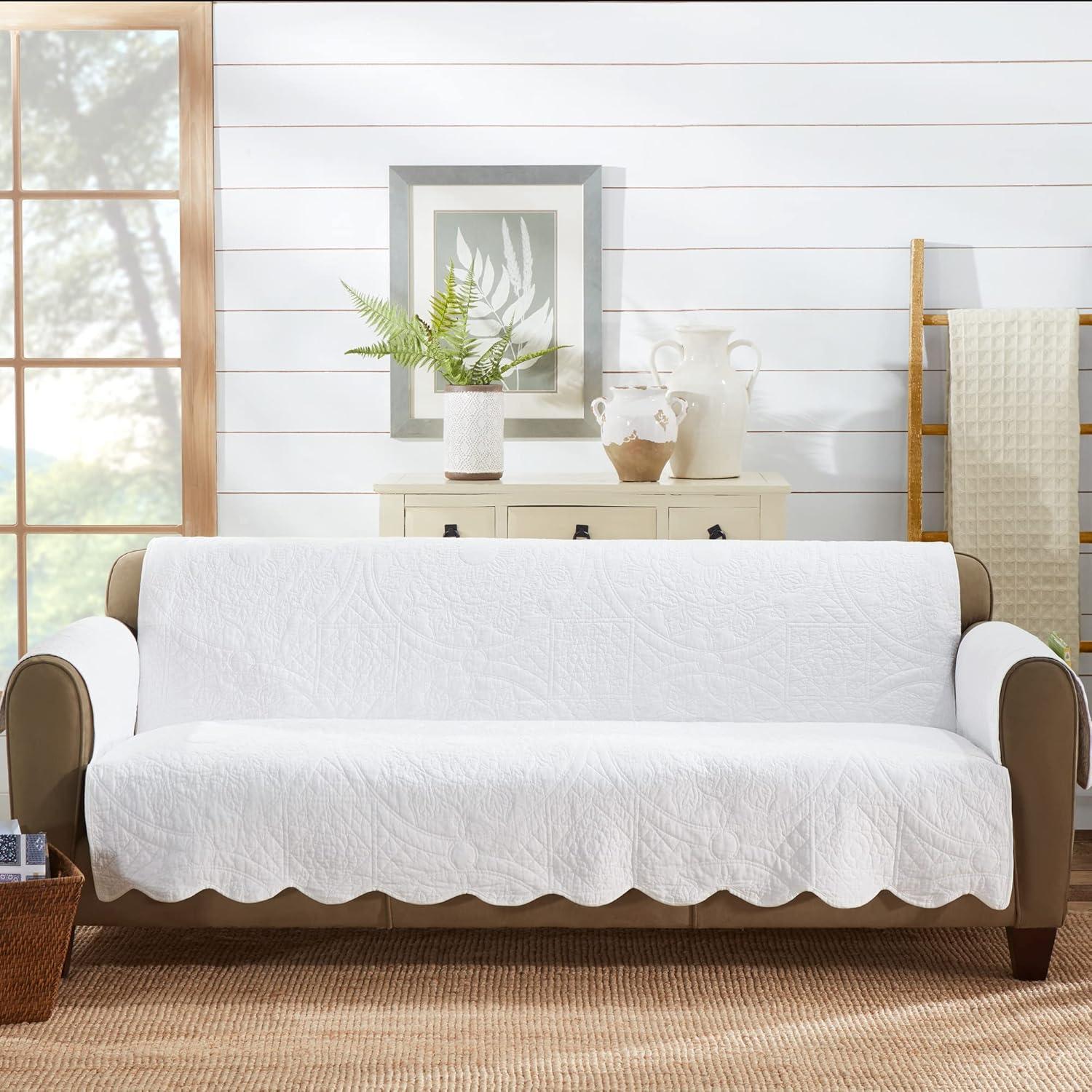 Sure Fit Heirloom Quilt Furniture Cover Cotton Box Cushion Sofa Slipcover